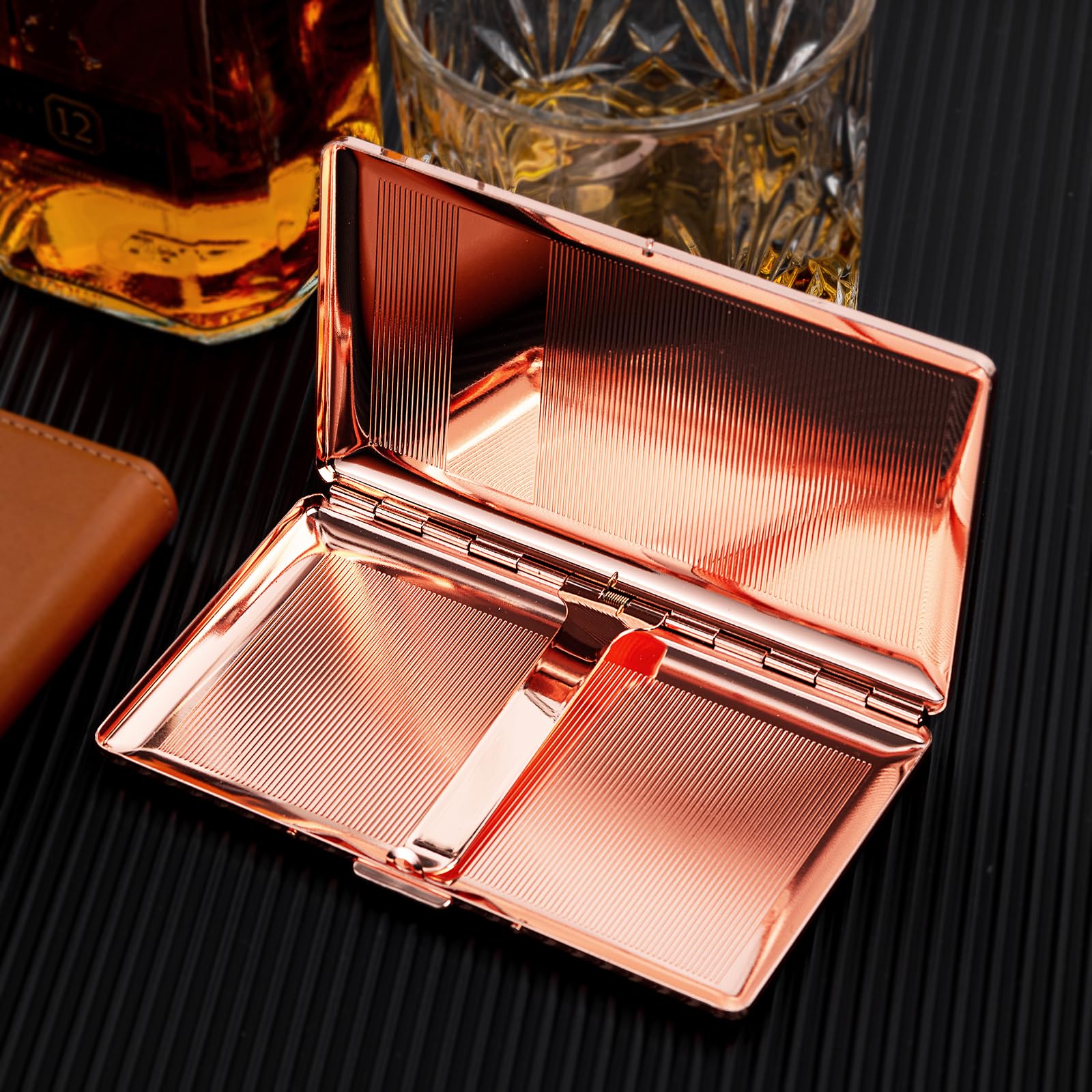 Beautiful Stylish Metal Ladies and Men's Cigarette Case,Holds 20pcs 120's Capri Cigarettes (Patterned Pink, 20pcs 120's): 10pcs 120&apos;s Rose