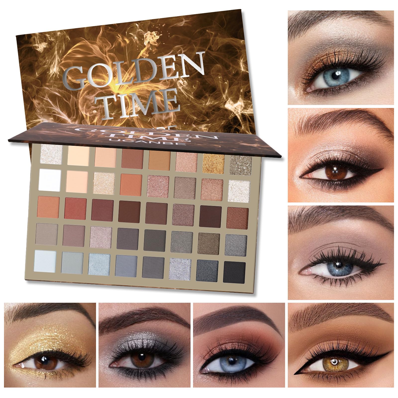 UCANBE 54 Colors Splashy Candies Eyeshadow Palette + 15pcs Makeup Brush Set, Highly Pigment Matte Metallic Shimmer Glitter Eye Shadow Bright Color Long Lasting Waterproof Easy Blending Make Up Pallet: Palette B + Brushes