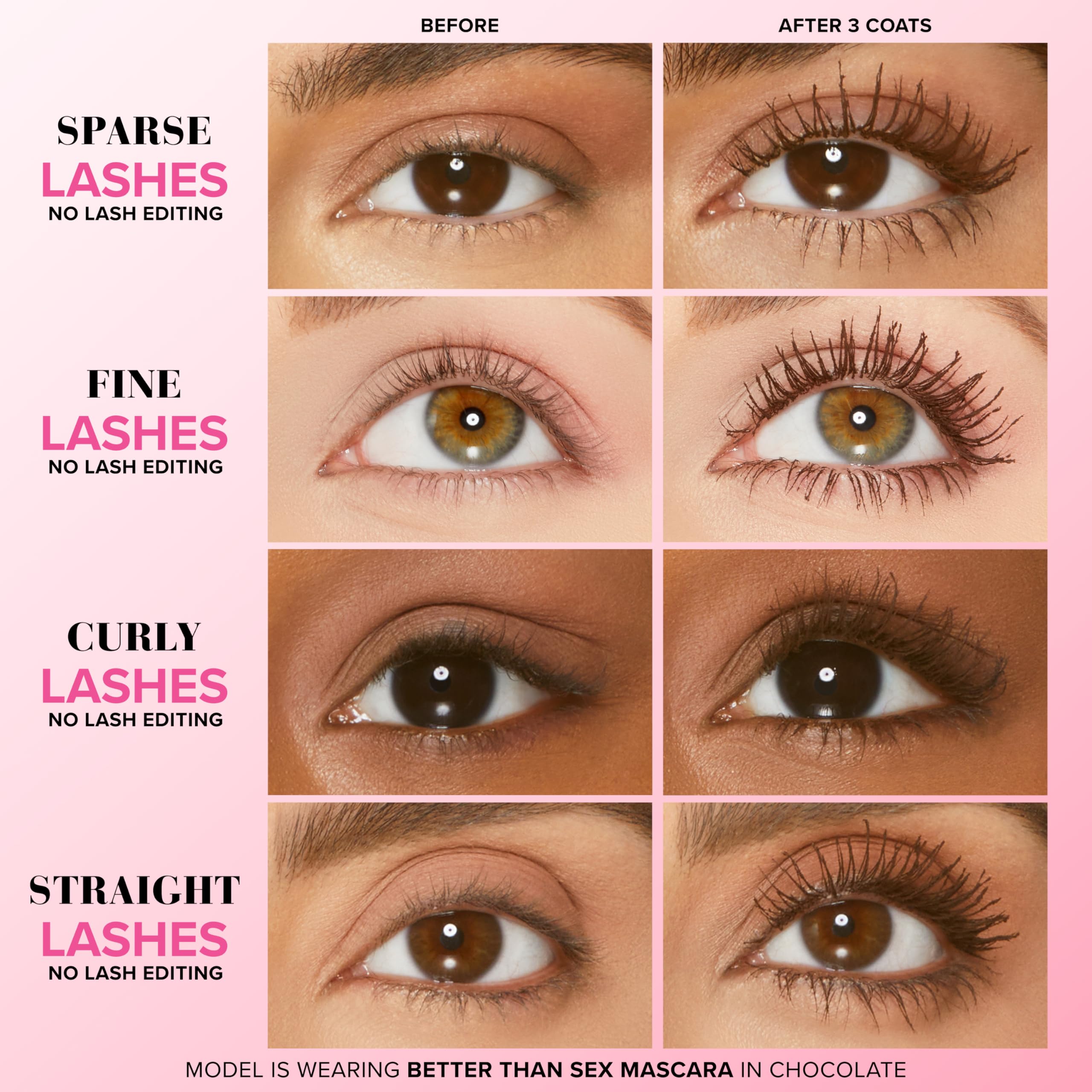 Too Faced Better Than Sex Volumizing Mascara | Volume, Length + Peptides