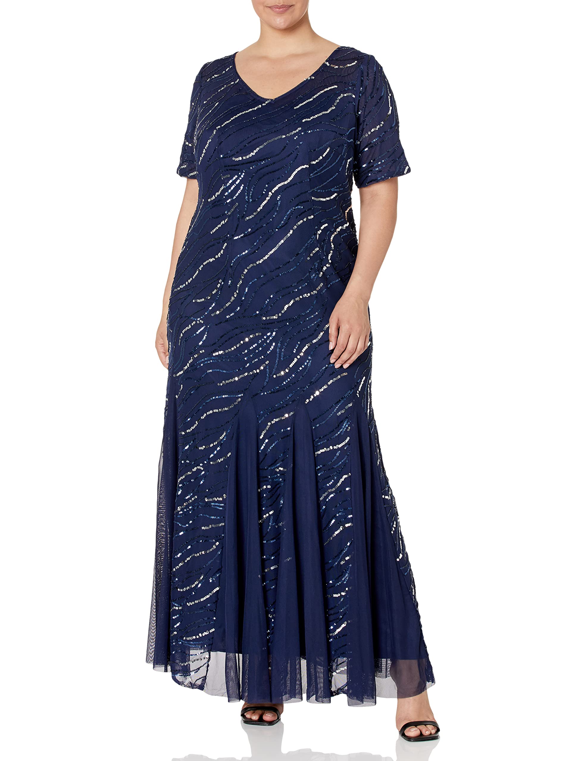 Alex Evenings Women's Plus Size Long Sequin Dress