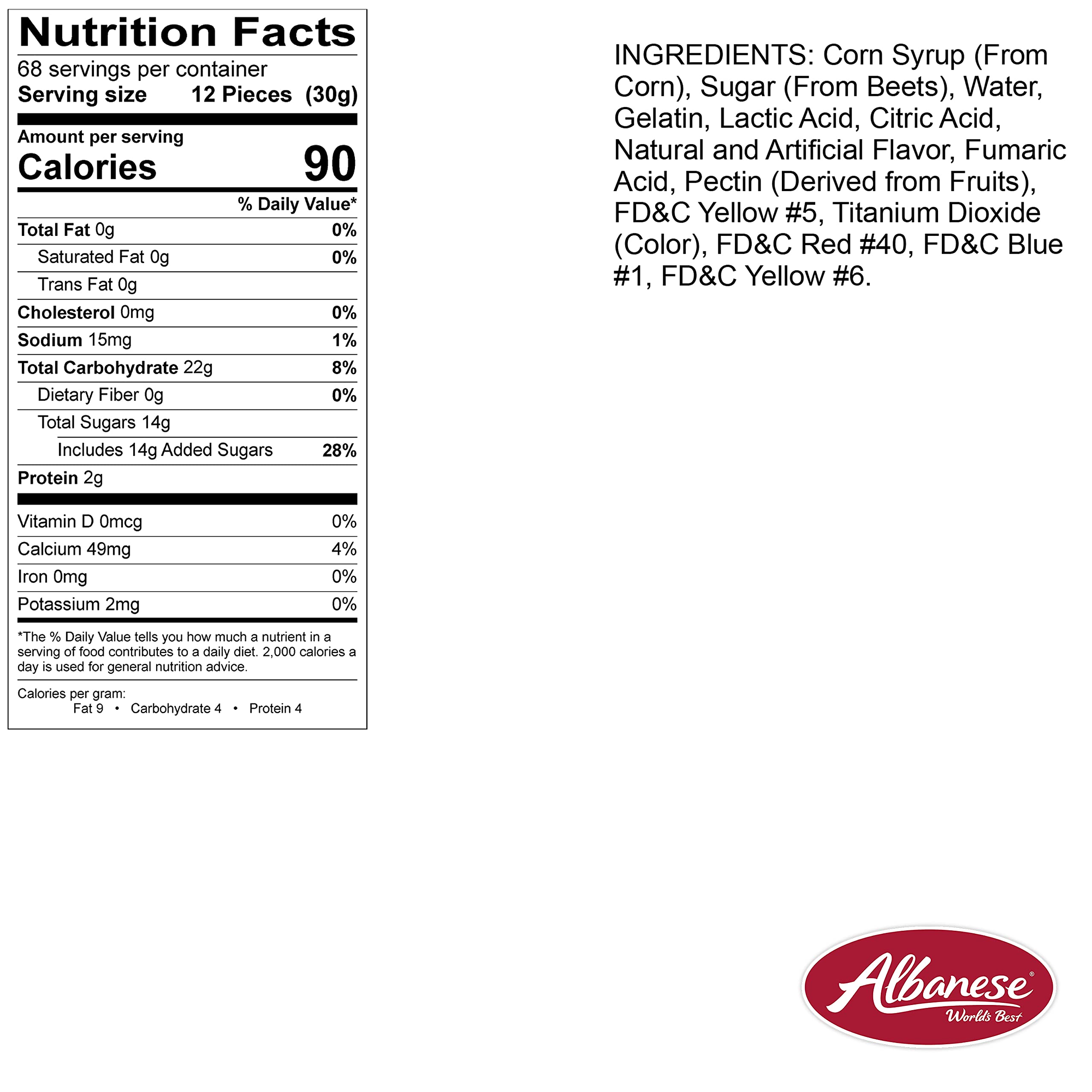 Albanese World's Best 5 Natural Flavor Gummi Bears, 5lbs of Candy - Image 2