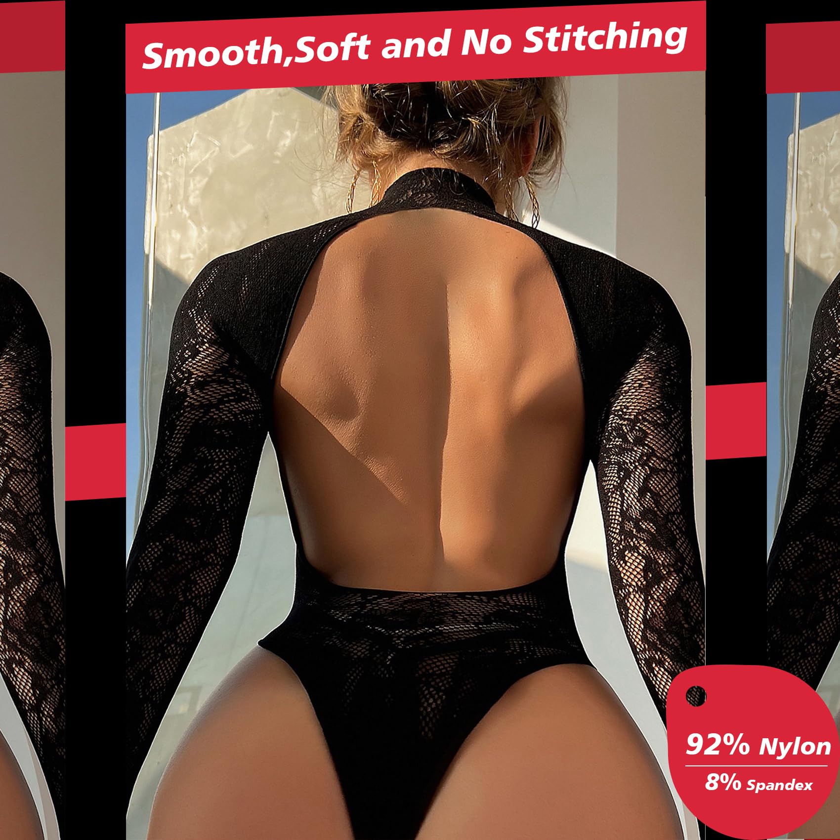 Famstar Sexy Lingerie for Women Naughty Fishnet Lingerie Set Bodysuit Outfits Teddy Sheer Mesh Erotic: One Size Black