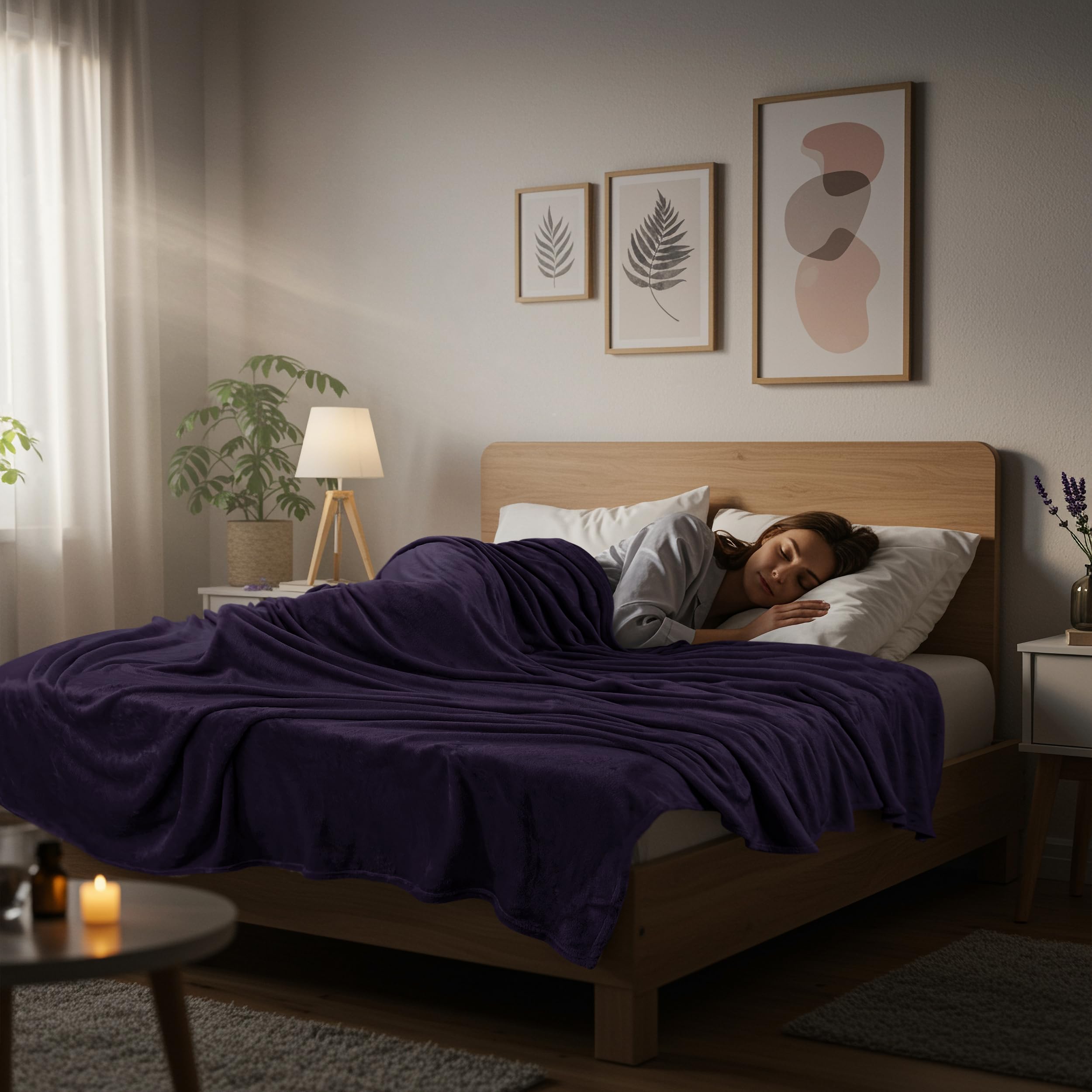 Utopia Bedding Fleece Blanket King Size Purple 300GSM Luxury Anti-Static Fuzzy Soft Microfiber Bed Blanket (90x102 Inch) thumbnail 7