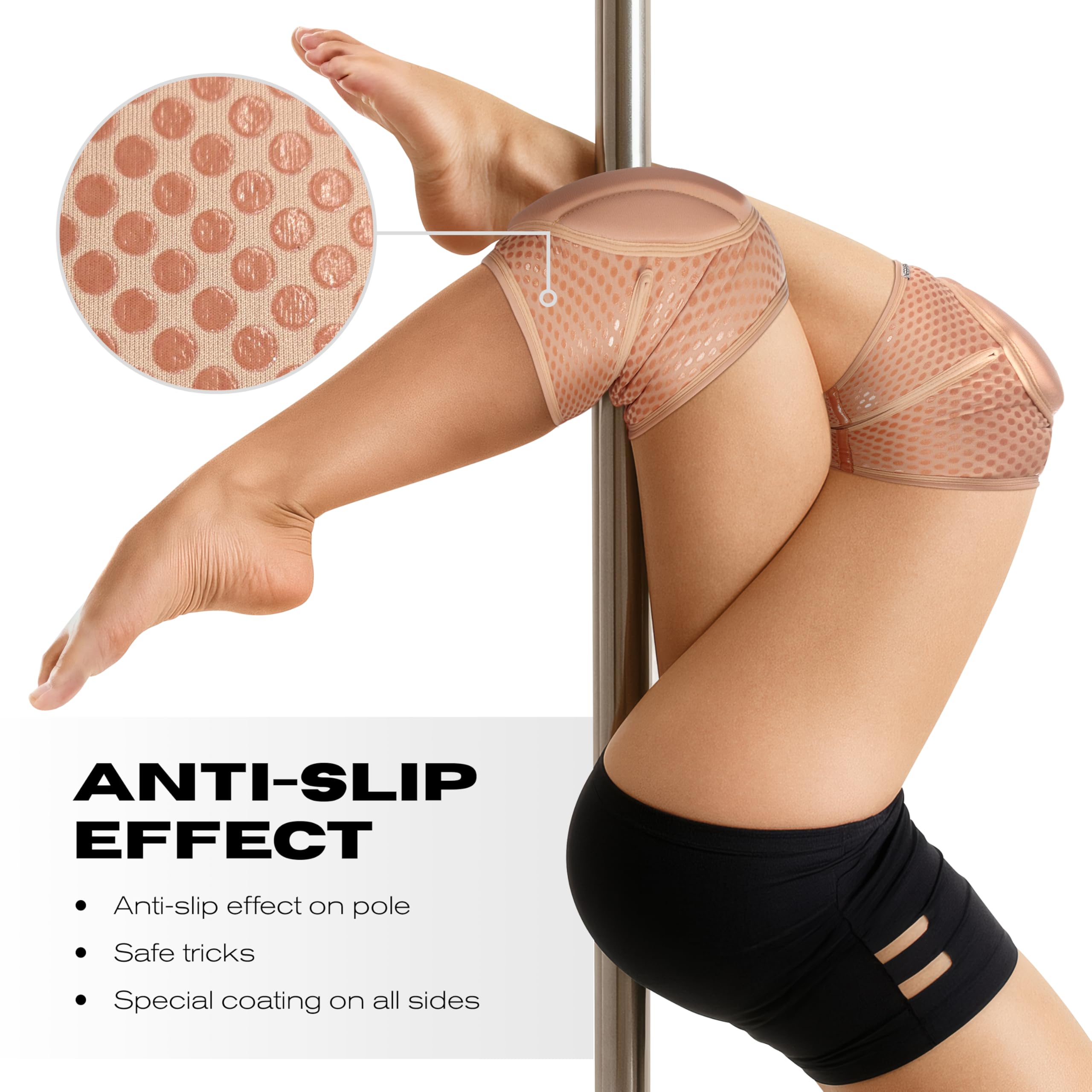 Queen Wear – Nude Latte Grip – Pole Dance Knee Pads – Perfect Woman Protection for Ballet Modern Dance and Indoor ports (S)