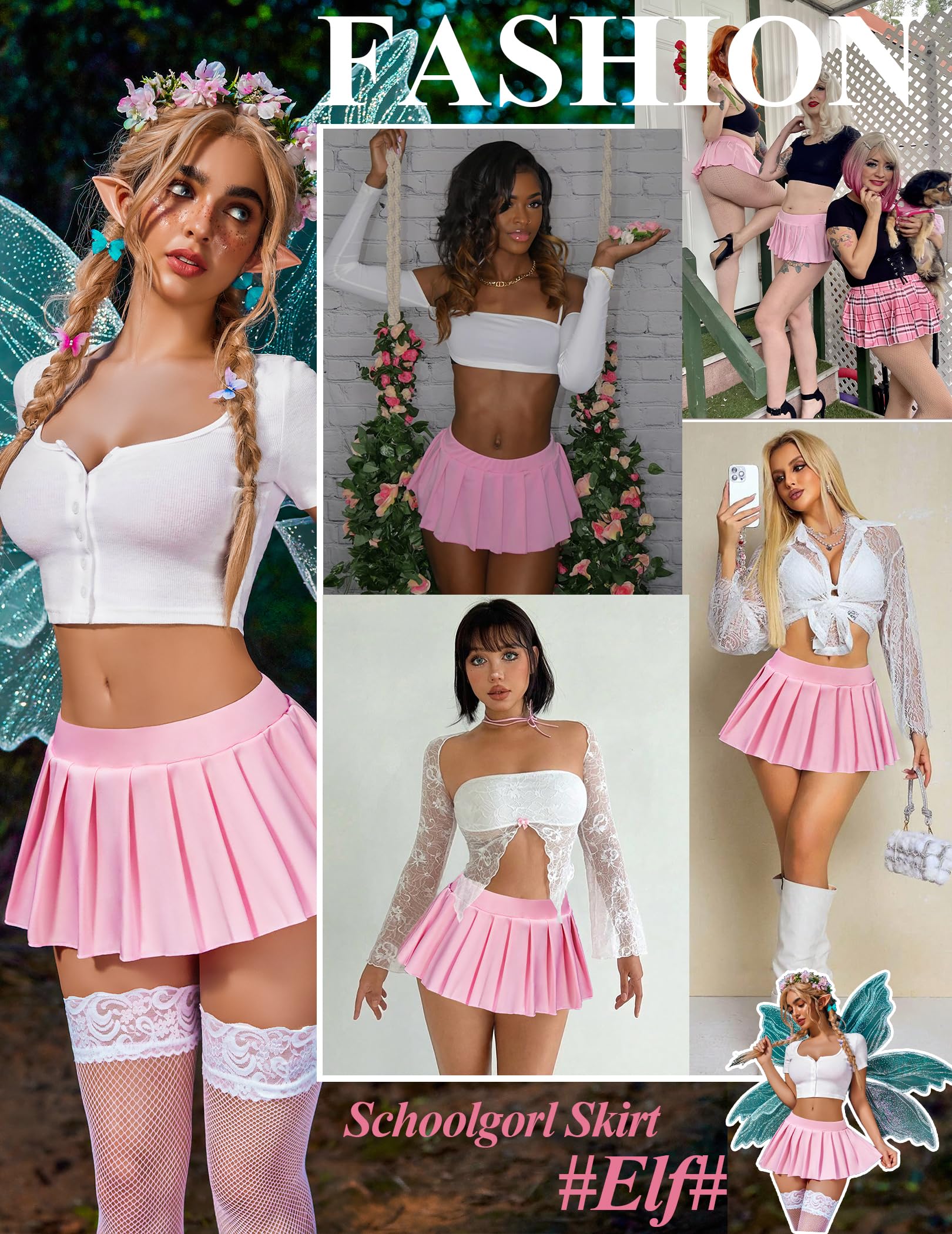 Avidlove Pleated Skirts for Women Y2k Mini Skirt Casual Short Skirts Micro Skirt XS-4XL: Small Bpink