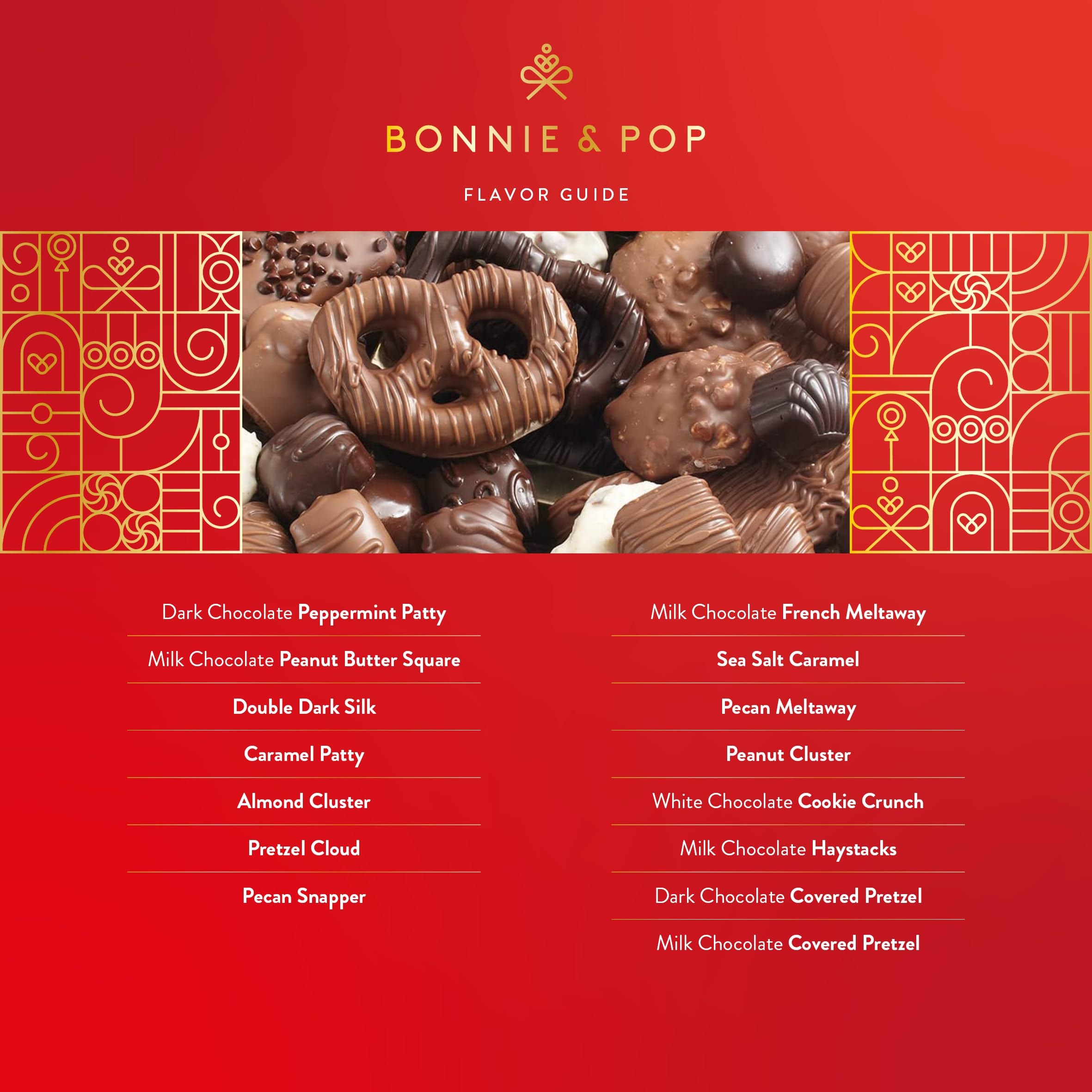Chocolate Gift Basket- Gourmet Chocolate Snack Variety Present in Keepsake Tray- Includes Belgium Pretzels, Peppermint Patties, Sea Salt Caramels, Chocolate Espresso Beans- Bonnie and Pop - Image 4
