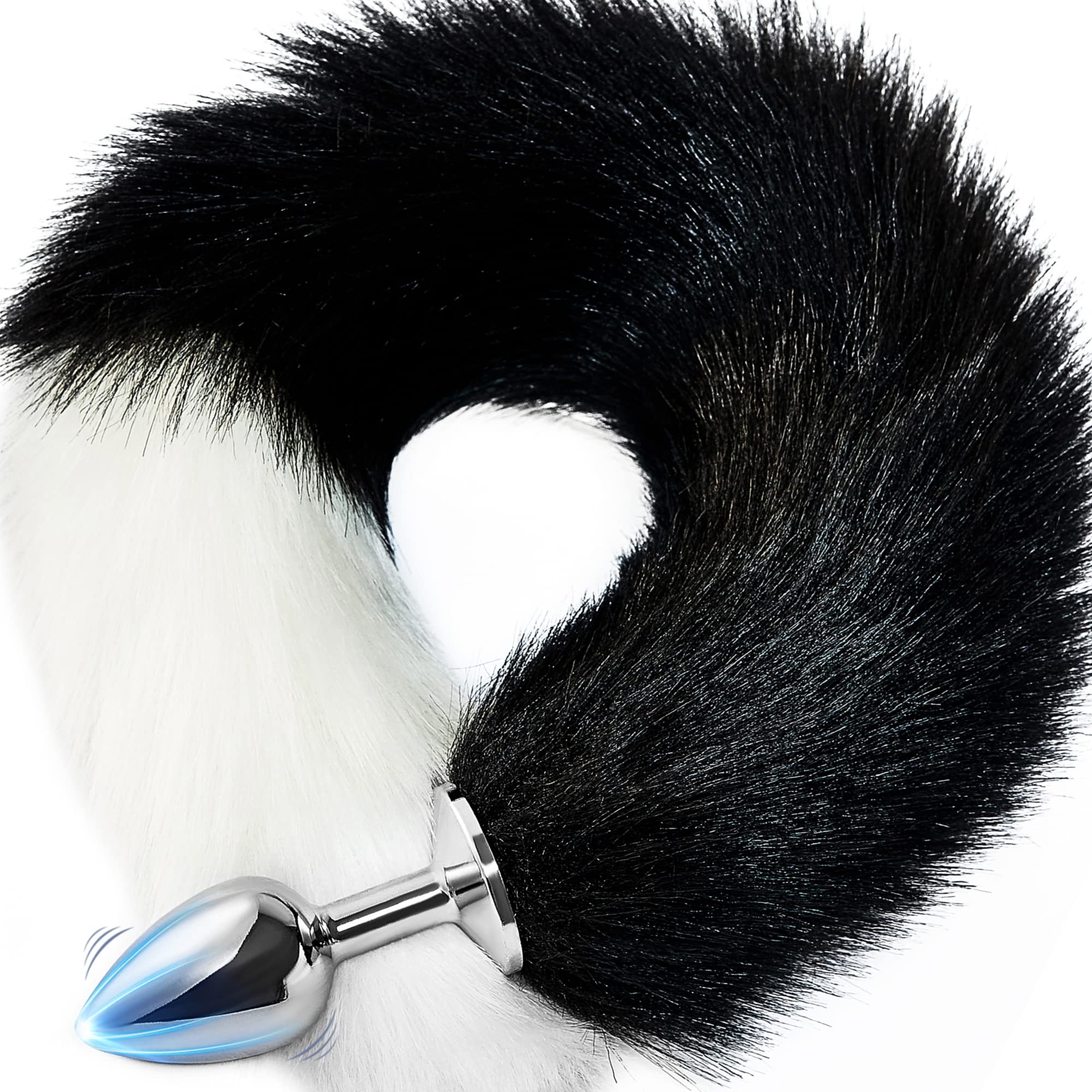 Tail Plug Anal Butt Plug, Butt Plug Faux Fur Tail Anal Sex Toys Buttplug Wolf Tail Toys Stainless Steel But Plug Butt Toys Sex Toys for Women Cosplay Adult Sex Toys for Women Men Couple (Grey)