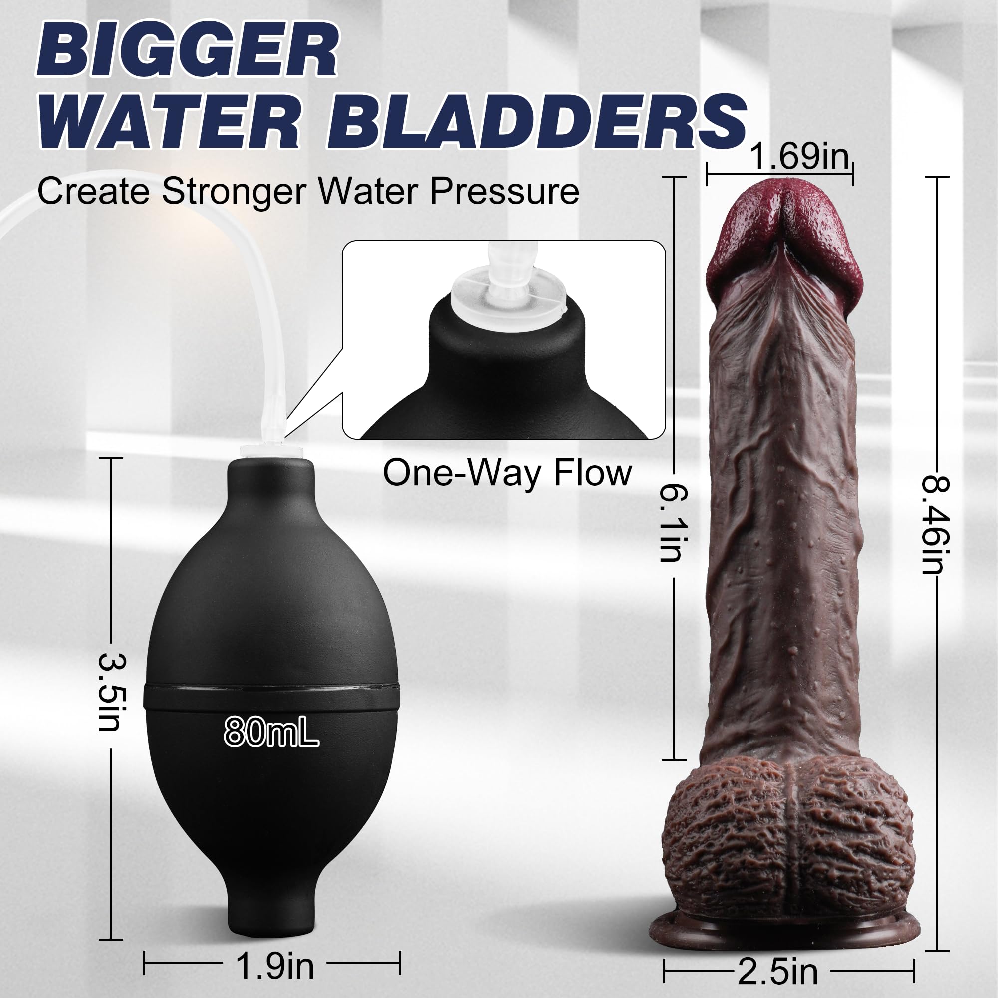 Realistic Squirting Dildo  Ejaculating Toy Real Skin Anal Dildo with Suction Cup, 8.46" Realistic Ejaculating Dildo Soft Beginner Dildo Prostate Dildo for G & P Spot, Adult Toy for Women Men: Black