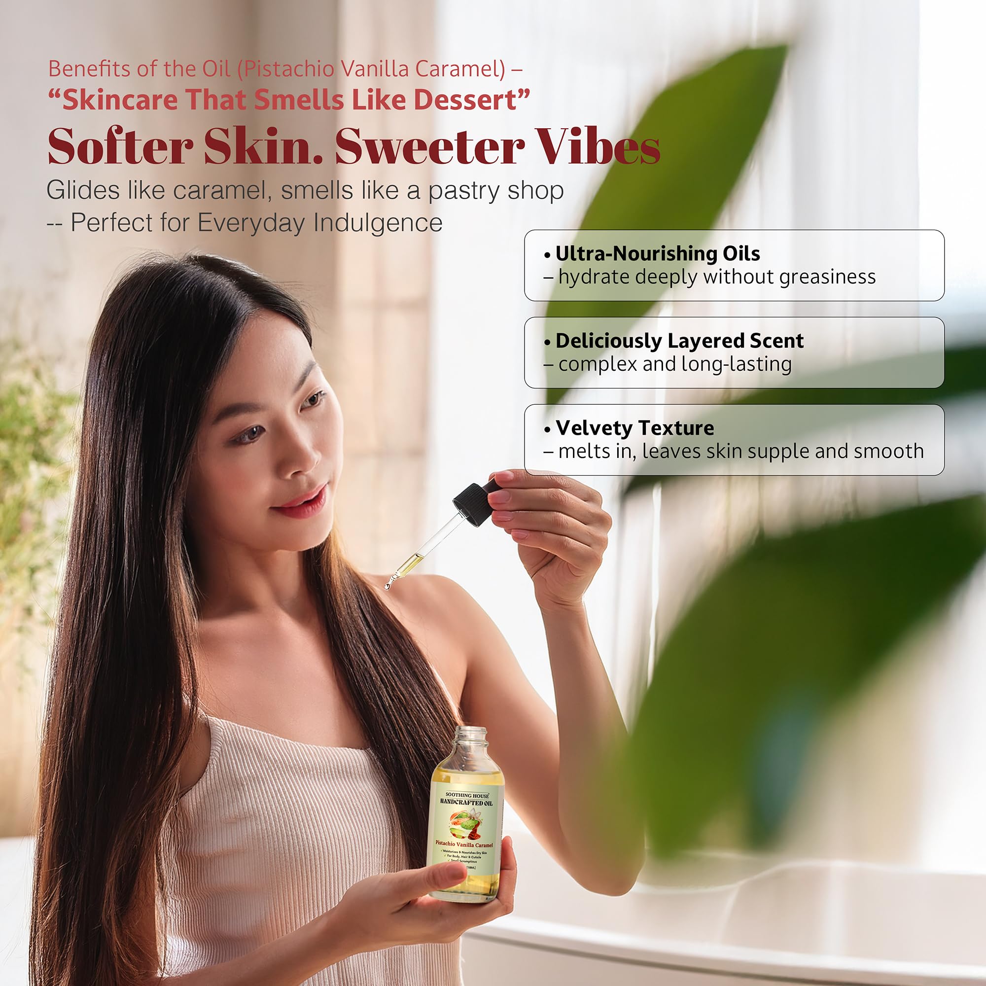 Soothing House Sweet Pineapple Body Oil - Moisturizing Body Oil for Soft, Glowing Skin with Almond & Jojoba Oil (4 fl oz): Pistachio Vanilla Caramel 4 Fl Oz (Pack of 1)