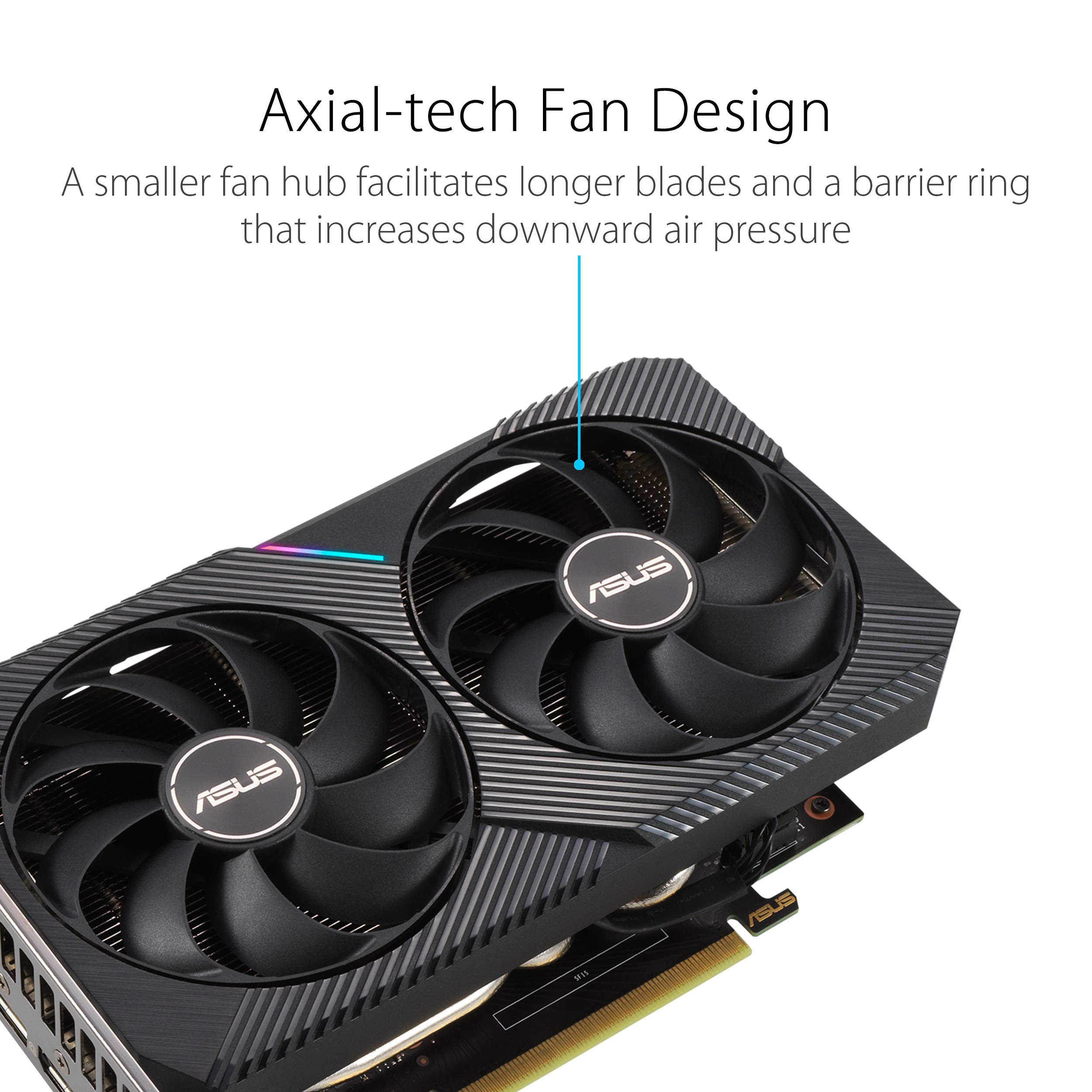 ASUS Dual NVIDIA GeForce RTX 3060 V2 OC Edition 12GB GDDR6 Gaming Graphics Card (PCIe 4.0, 12GB GDDR6 Memory, HDMI 2.1, DisplayPort 1.4a, 2-Slot, Axial-tech Fan Design, 0dB Technology) thumbnail 2