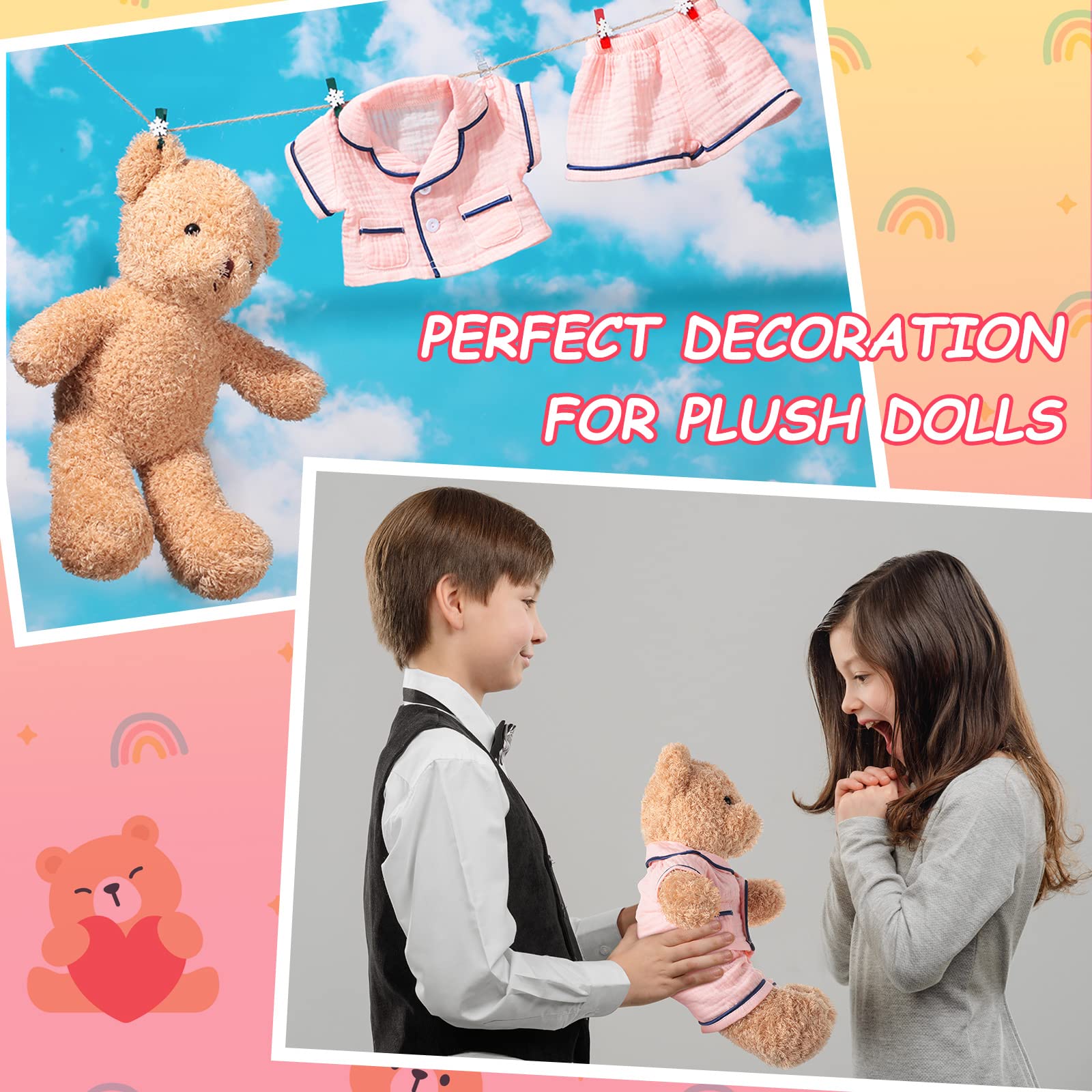 Hungdao Bear Clothes Pajamas Make Your Own Animals Outfits Fits Most 14 Inches Bear Accessories, Pink: Hungdao Bear Clothes Pajamas Make Your Own Animals Outfits Fits Most 14 Inches Bear Accessories, Pink