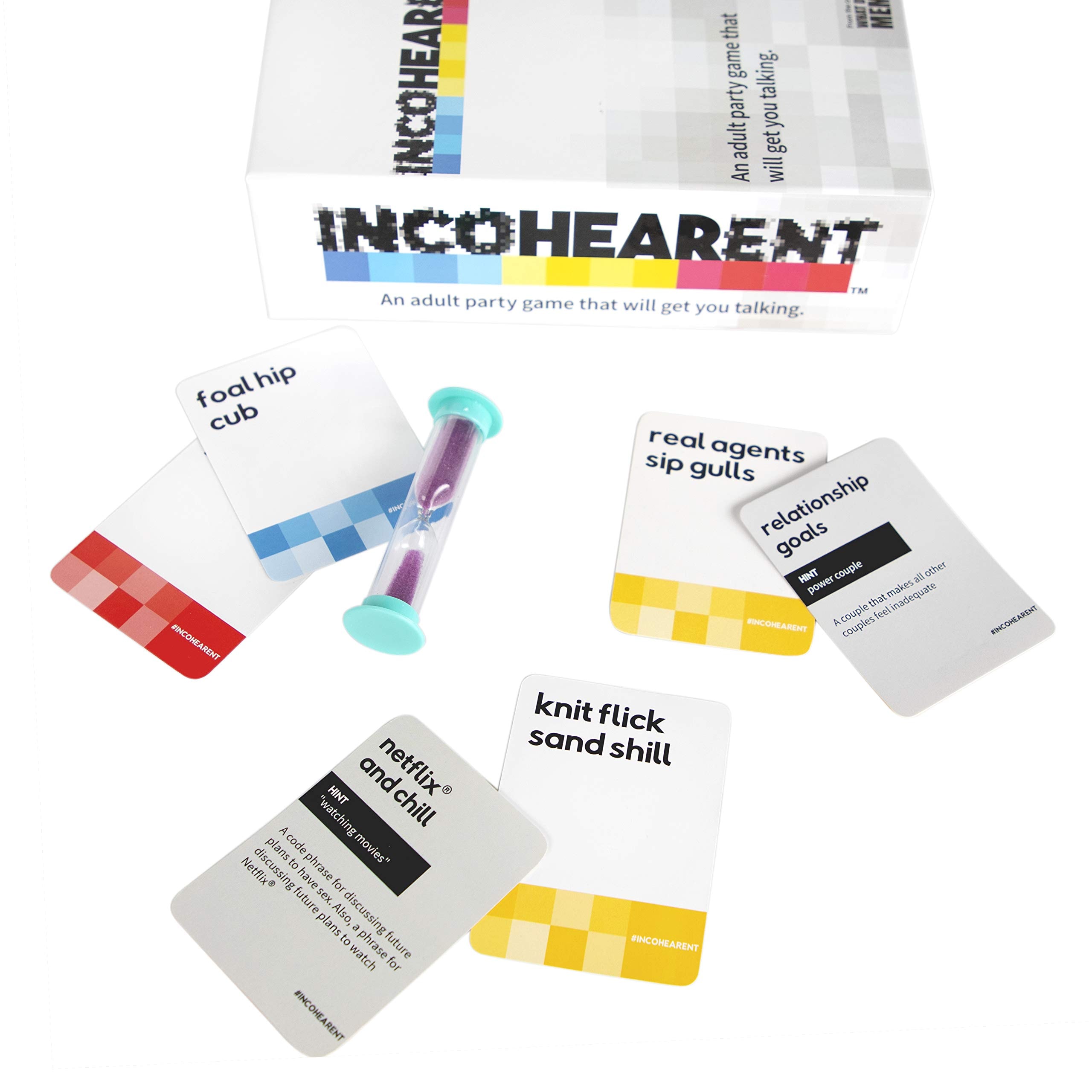 WHAT DO YOU MEME? Incohearent, The Guess The Gibberish Party Game by Relatable, A Funny Card Game for Adults, Great for Game Night Games, Includes 400 Cards, Instructions, and 1 Sand Timer