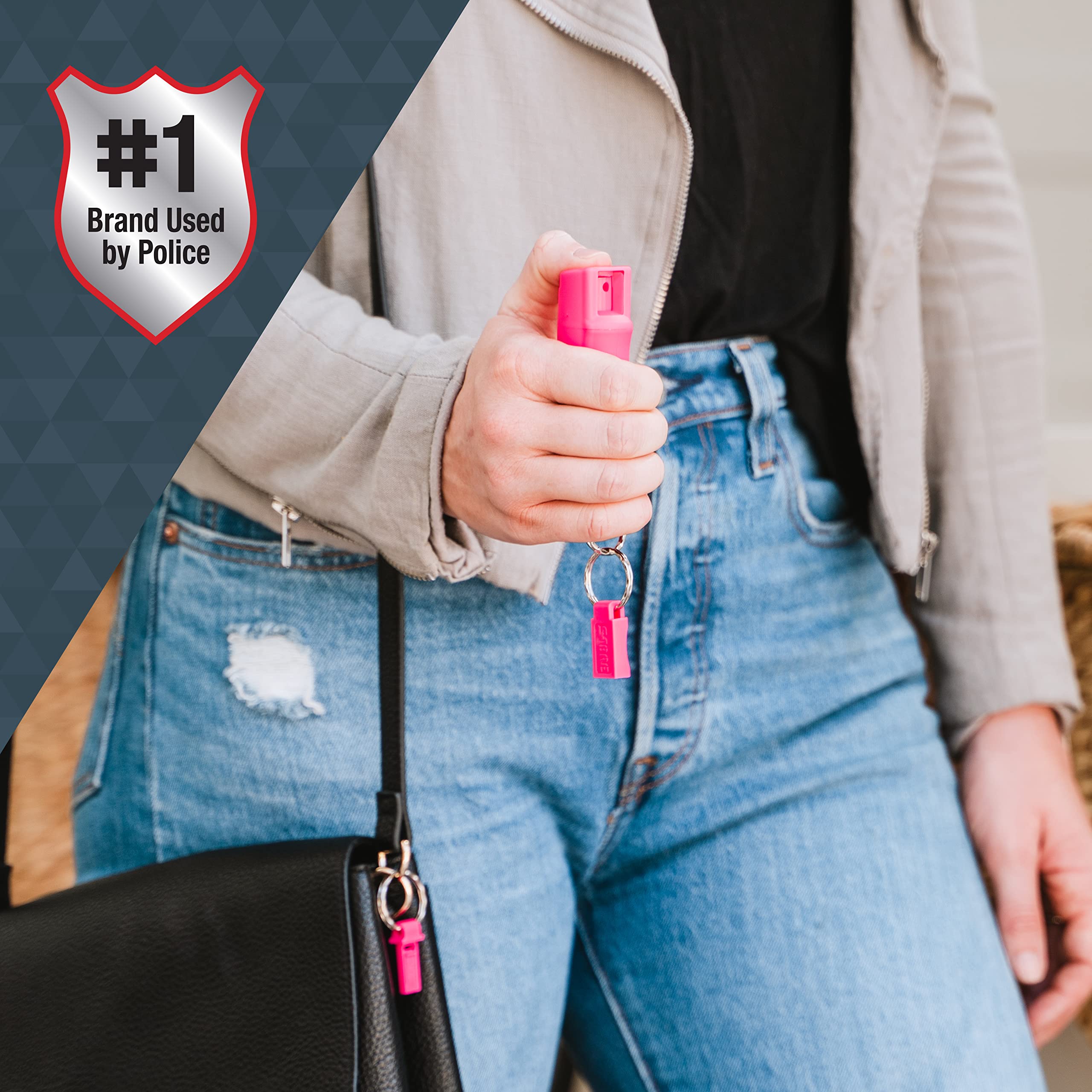 SABRE Pepper Spray And 2-in-1 Stun Gun and Flashlight, 25 Bursts of Max Strength OC Spray, Intuitive Finger Grip, 0.54 fl oz, Painful 1.160 µC Charge, 120 Lumens, Rechargeable, Safety Switch, Holster thumbnail 4
