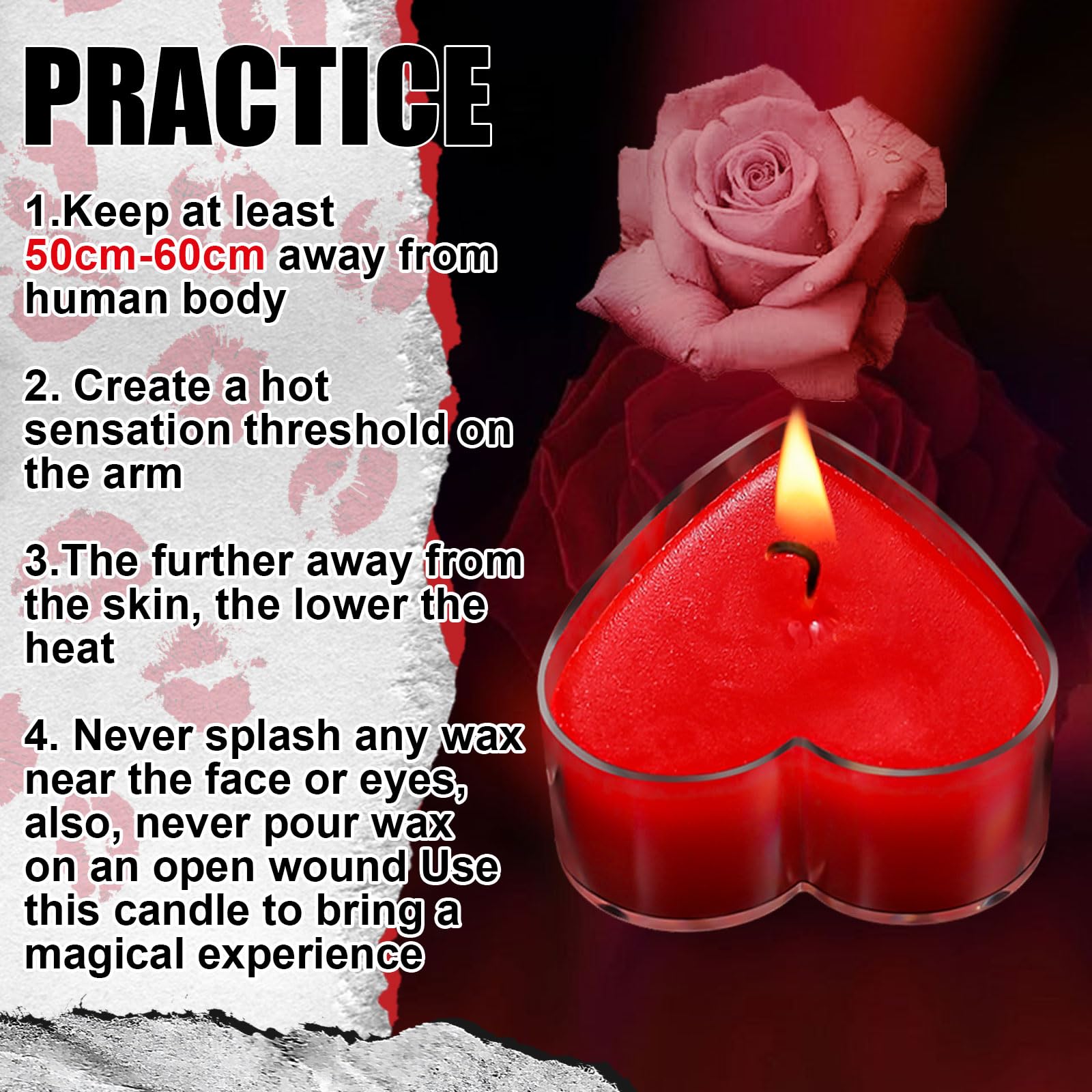 Tisancy 6 Pcs Low Temperature Candles, Romantic Body Safe Wax Play Candles, Low Heat Smokeless Unscented Tea Lights for Anniversaries, Home Decor(Red,Heart): Red Heart