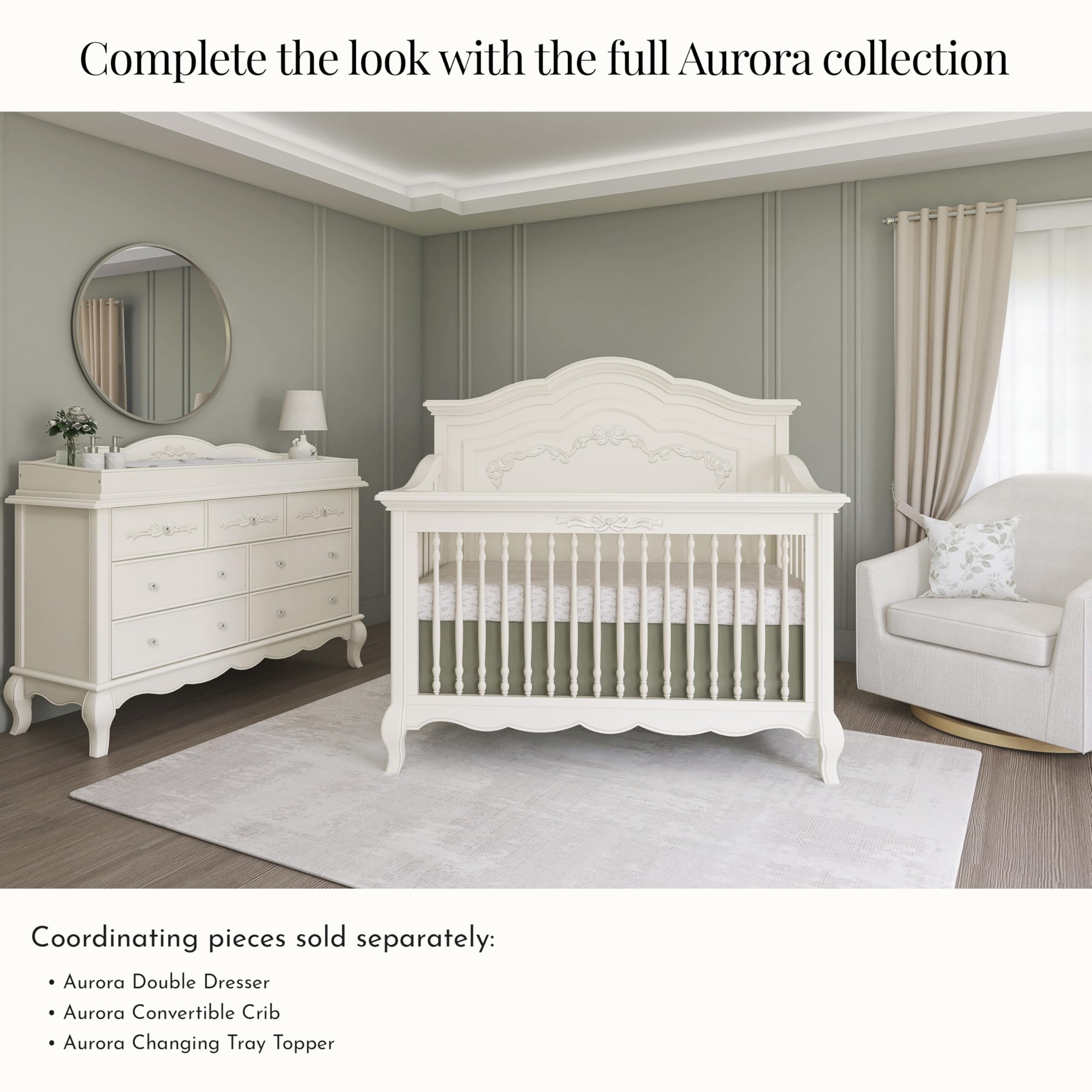 Evolur Aurora 7 Drawer Double Dresser,: Ivory Lace