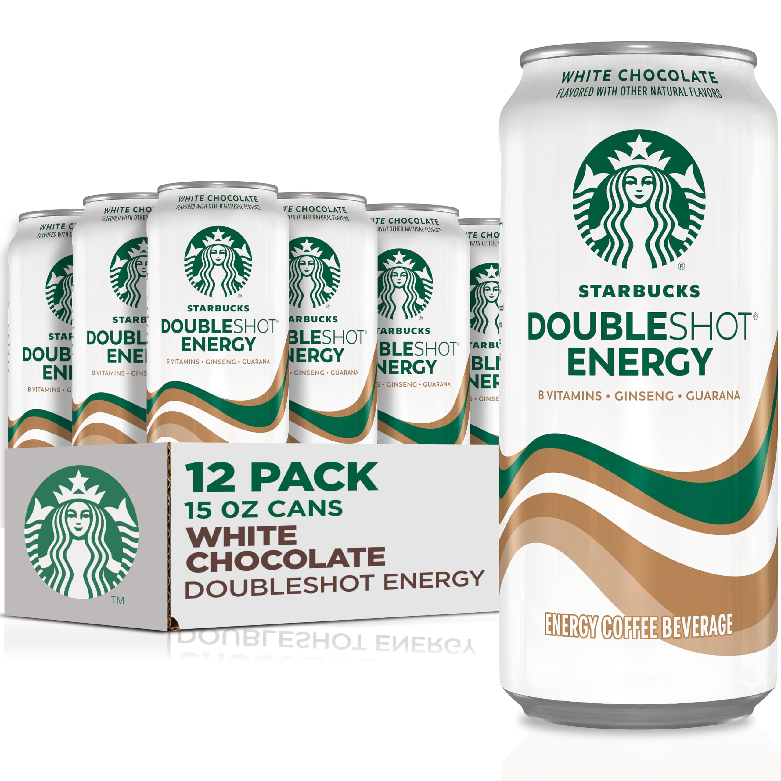 Starbucks Doubleshot Energy Drink Coffee Beverage, White Chocolate, Iced Coffee, 15 fl oz Cans (Packaging May Vary) (Pack of 12): White Chocolate 15 Fl Oz (Pack of 12)