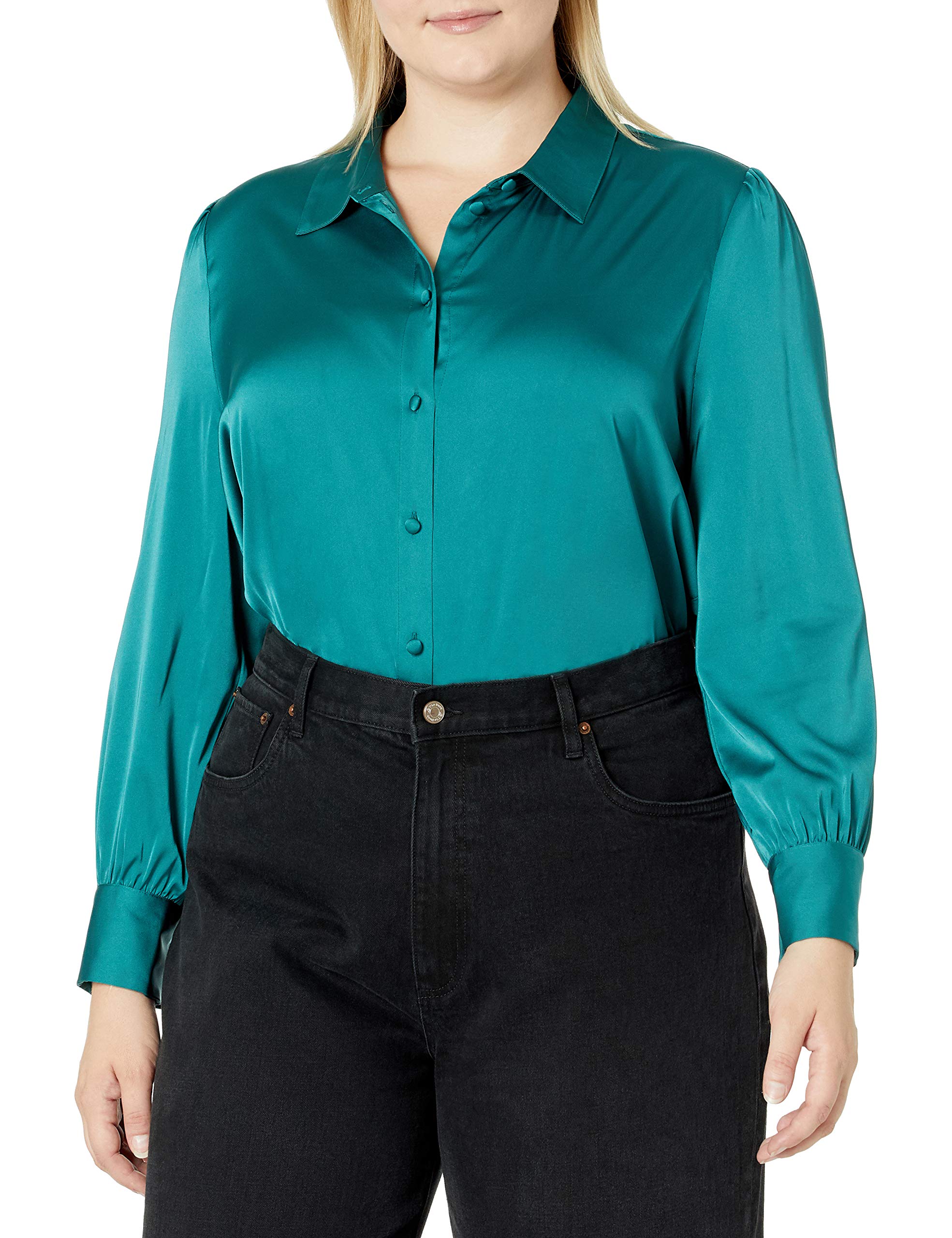 The Drop Women's @Lucyswhims Long-Sleeve Button-Down Stretch Satin Shirt thumbnail 5