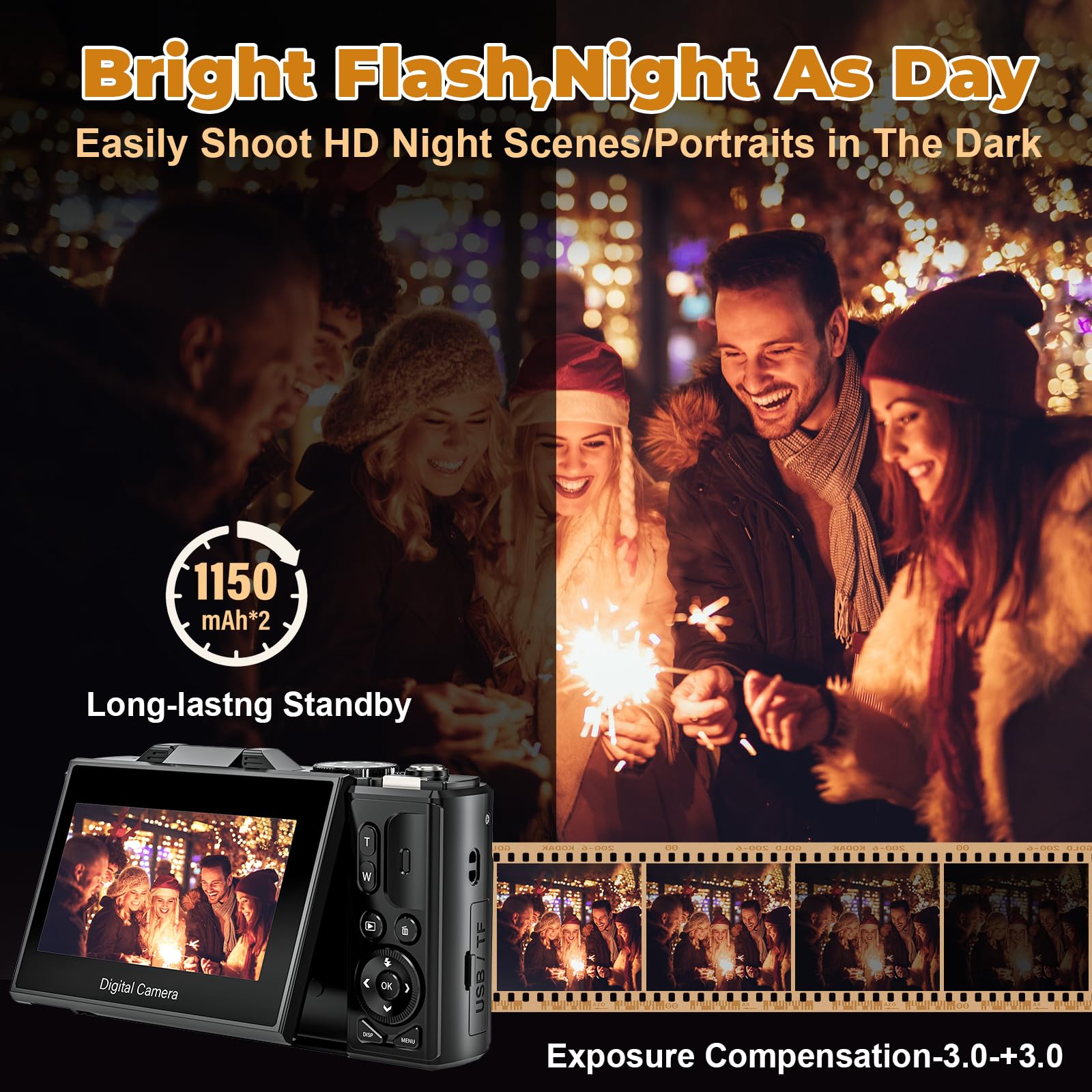 4K Digital Camera - Digital Cameras for Photography - 64MP Vlogging Camera for YouTube - Autofocus Video Camera 3" 180° Flip Screen with 18X Zoom - Compact Travel Cameras with 32GB SD Card 2 Batteries: 4K Digital Camera - Digital Cameras for Photography - 64MP Vlogging Camera for YouTube - Autofocus Video Camera 3" 180° Flip Screen with 18X Zoom - Compact Travel Cameras with 32GB SD Card 2 Batteries
