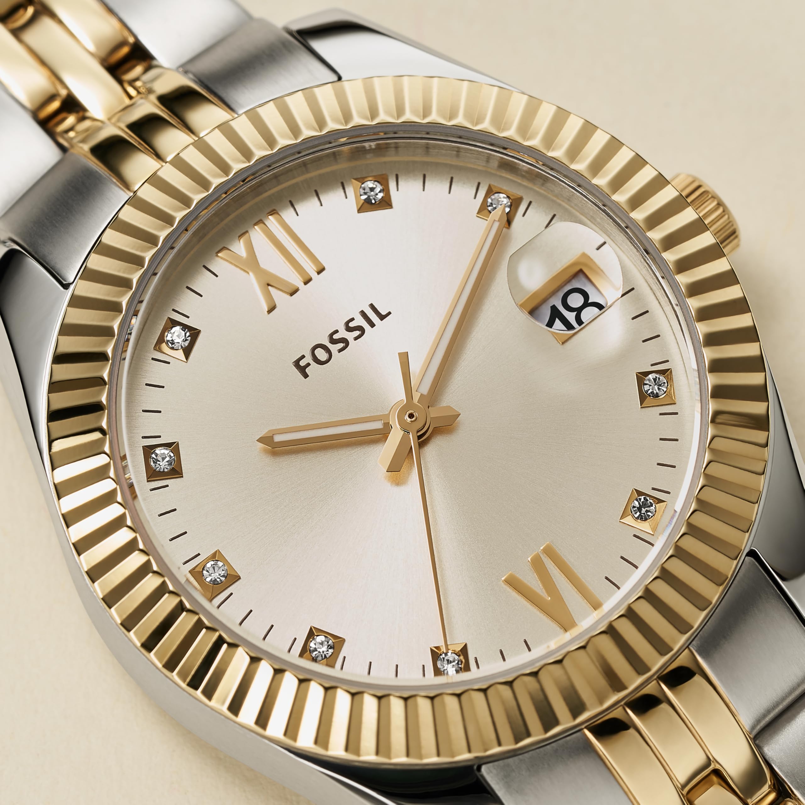 Fossil Women's Scarlette Mini Quartz Stainless Steel Three-Hand Watch, Color: Gold/Silver (Model: ES4949) thumbnail 7