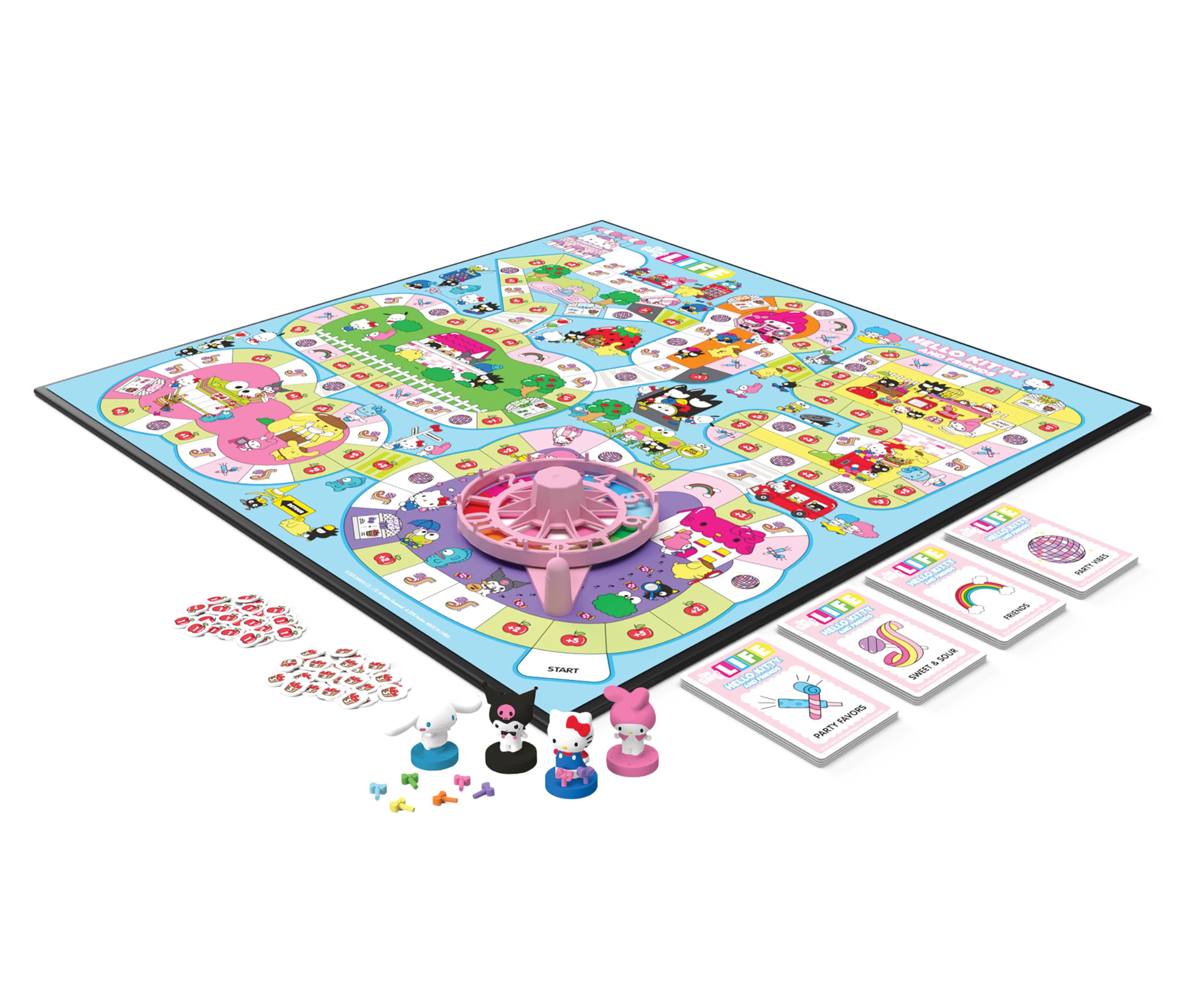 The Game of Life: Hello Kitty and Friends Board Game, Collect Apples and Buy Bows on The Way to The Ultimate Party, Play as Hello Kitty, Kuromi, & More, Officially Licensed Collectible & Merchandise