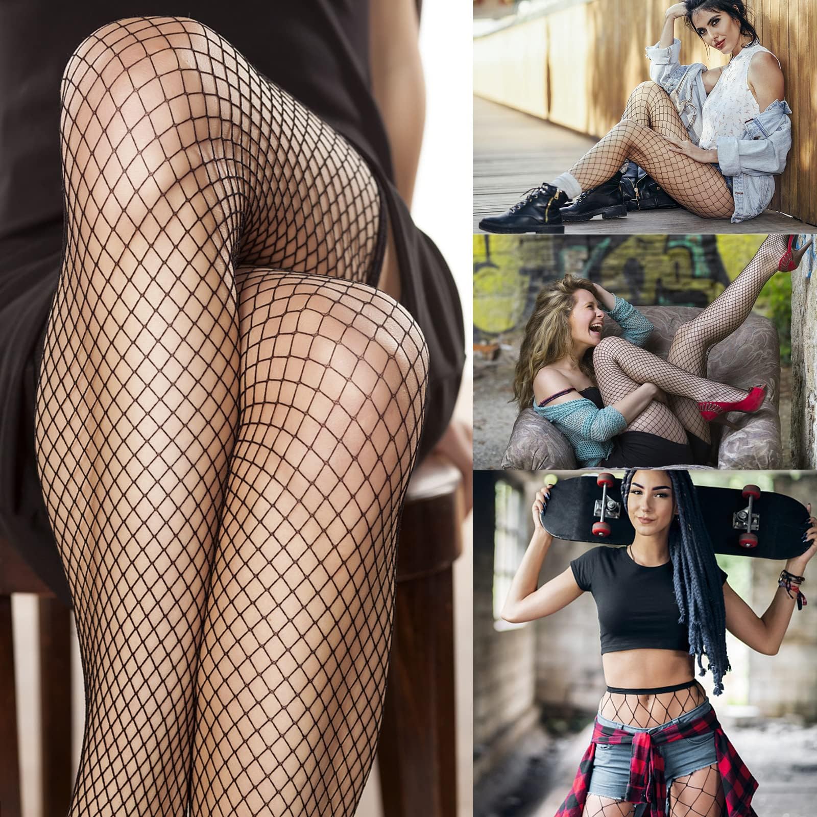 Buauty Plus Size Fishnet Stockings for Women - 3 Pairs Sexy Fishnets Tights, Halloween Fish Net Stockings,Gothic Clothes thumbnail 6