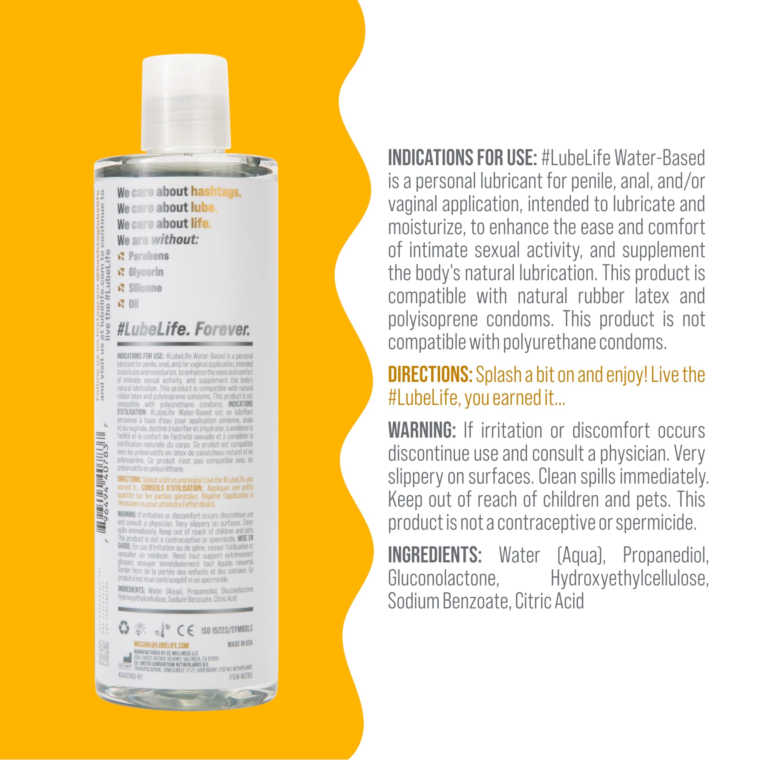 LubeLife Water-Based Lube – Personal Lubricant for Men, Women & Couples, Travel Size, Non-Staining, Easy Clean-Up, Toy-Safe, 8 Fl Oz: 12 Fl Oz (Pack of 1)