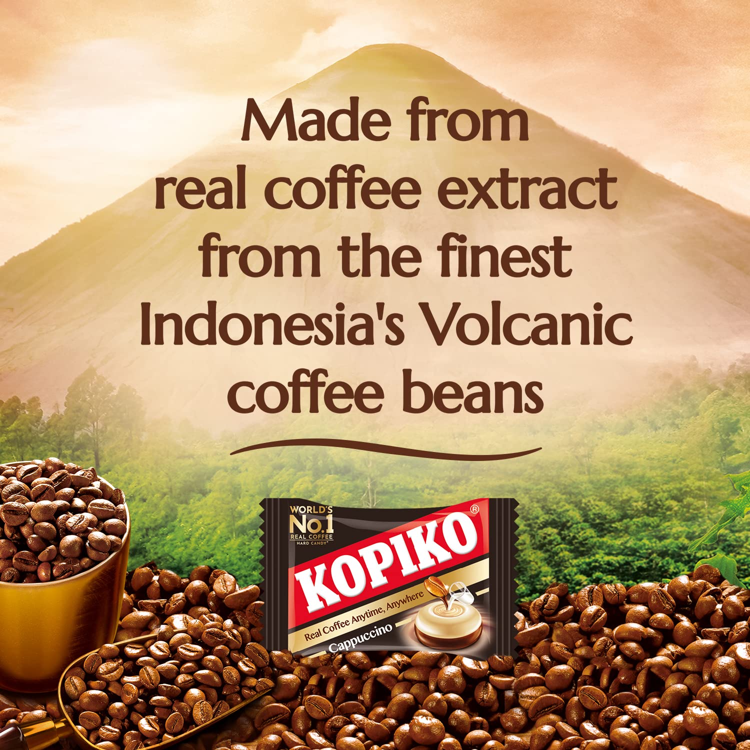 Kopiko Cappuccino Candy – Your Pocket Café Treat for Every Occasion – Hard Candy Made from Indonesia’s Real Coffee Extract (28.2oz Jar): Coffee &amp; Cappuccino 4.23 Ounce (Pack of 2)