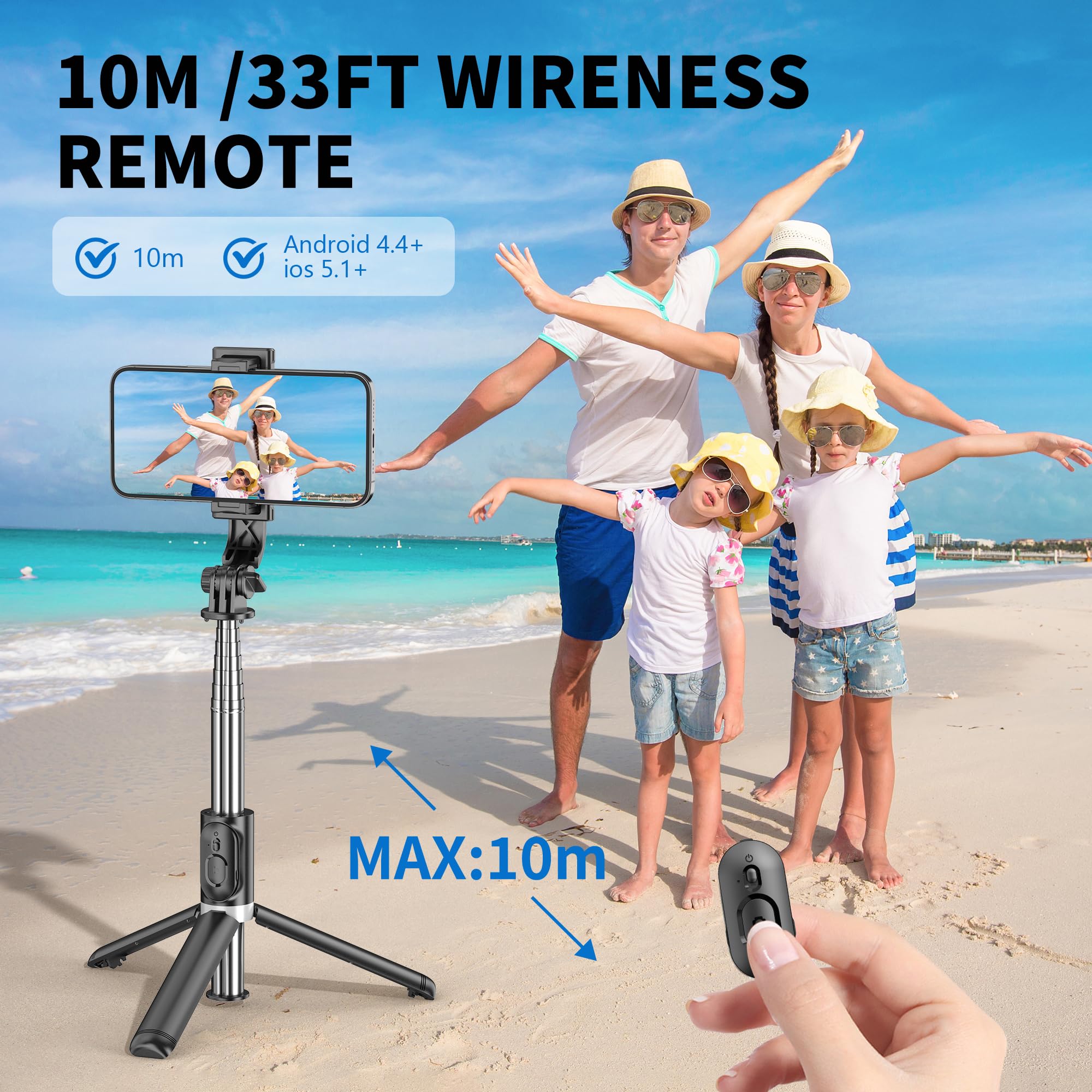 Selfie Stick Tripod, All in One Extendable & Portable iPhone Tripod Selfie Stick with Wireless Remote Compatible with iPhone 16 15 14 13 12 11 pro Xs Max 8 7, Galaxy Note10/S20/S10/OnePlus 9/9 PRO etc thumbnail 3