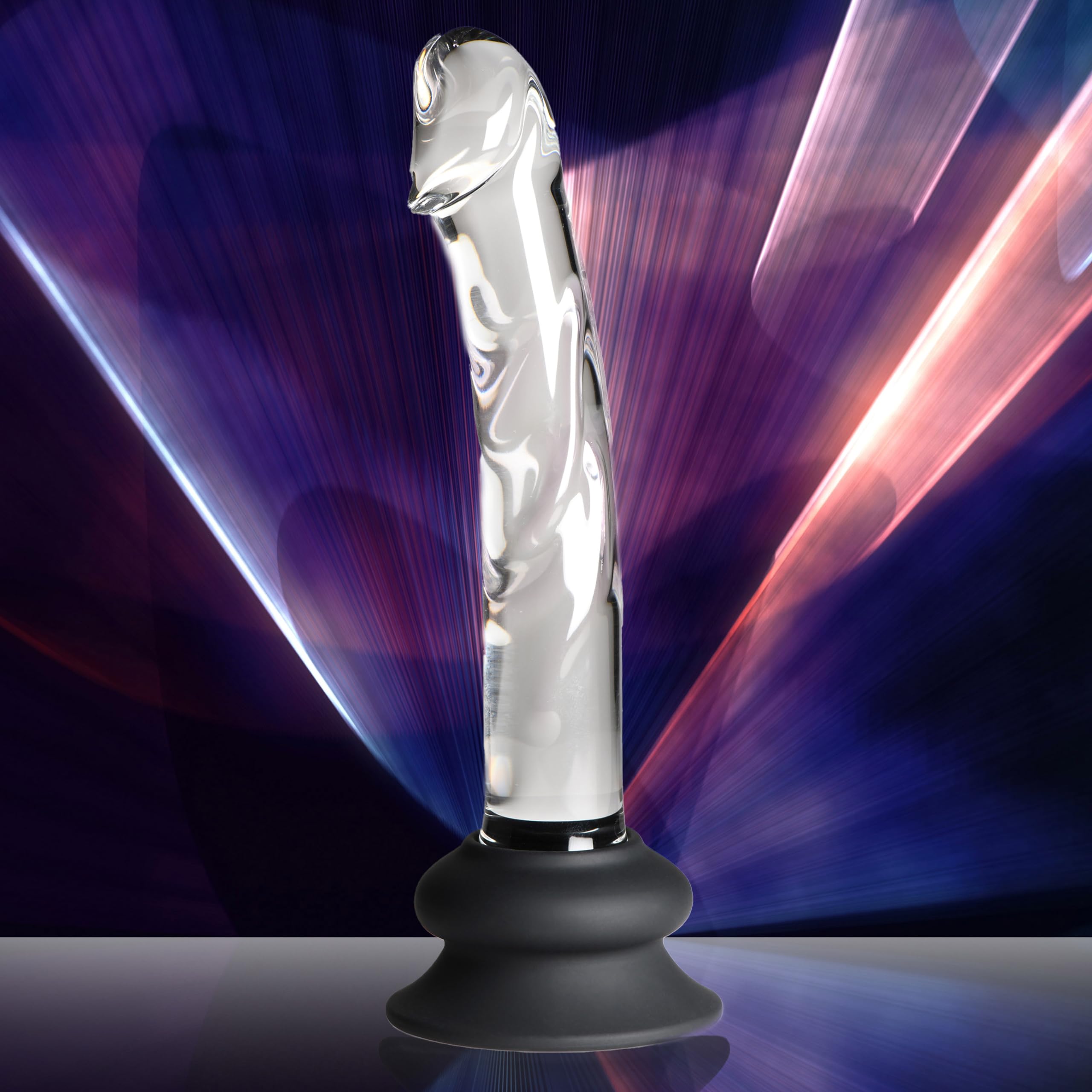 Pleasure Crystals 7" Glass Dildo with Silicone Base for Men, Women & Couples. Realistic Texture, Includes Removable Silicone Suction Cup, Ideal for Temperature Play. 2 Pieces, Clear.: Multi 7 inches