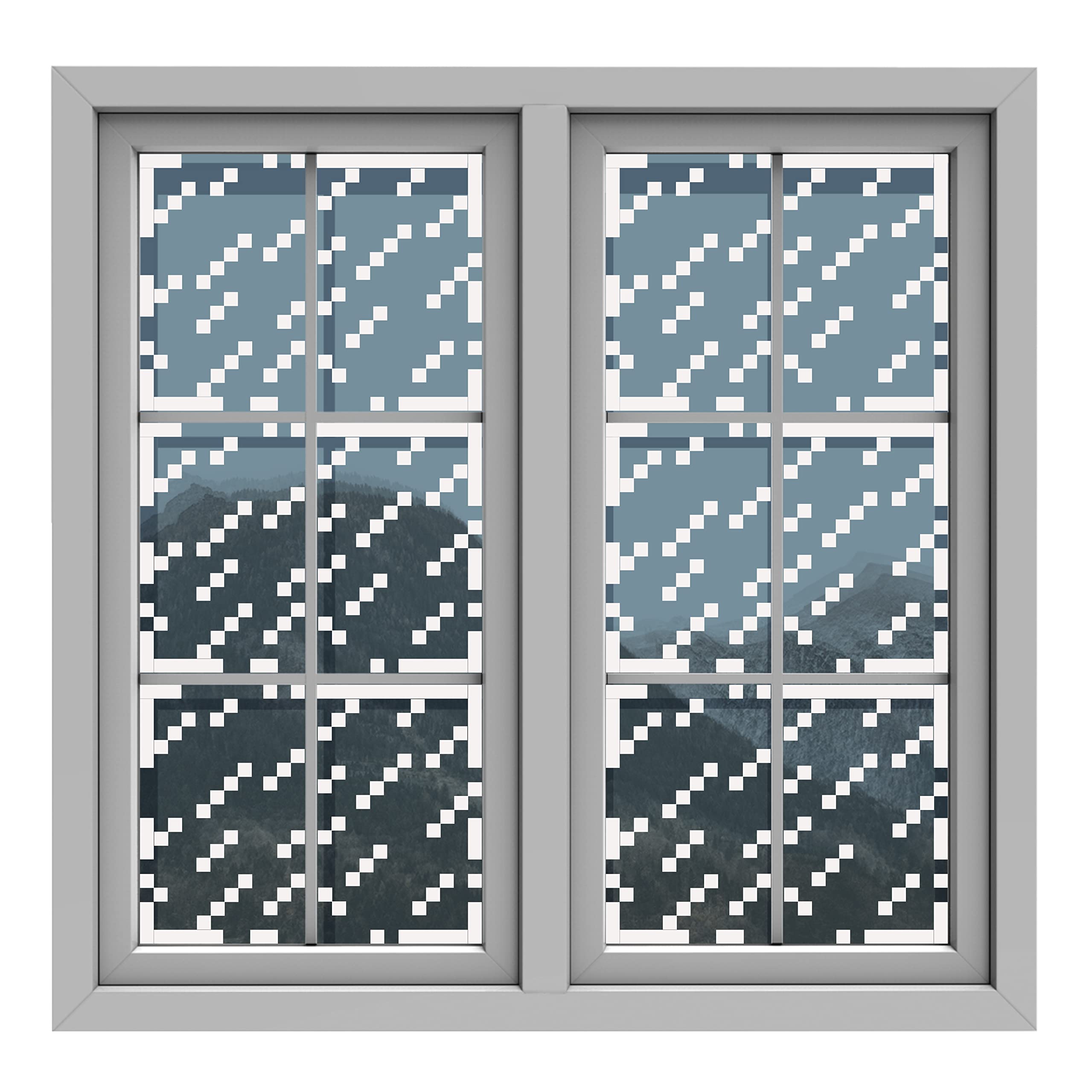 HK Studio Pixel Rainy Window Sticker Aesthetic - Pixel Art for Dorm, Game Room Decor 11" x 13" Pack 6: 6p - White Window Pixel