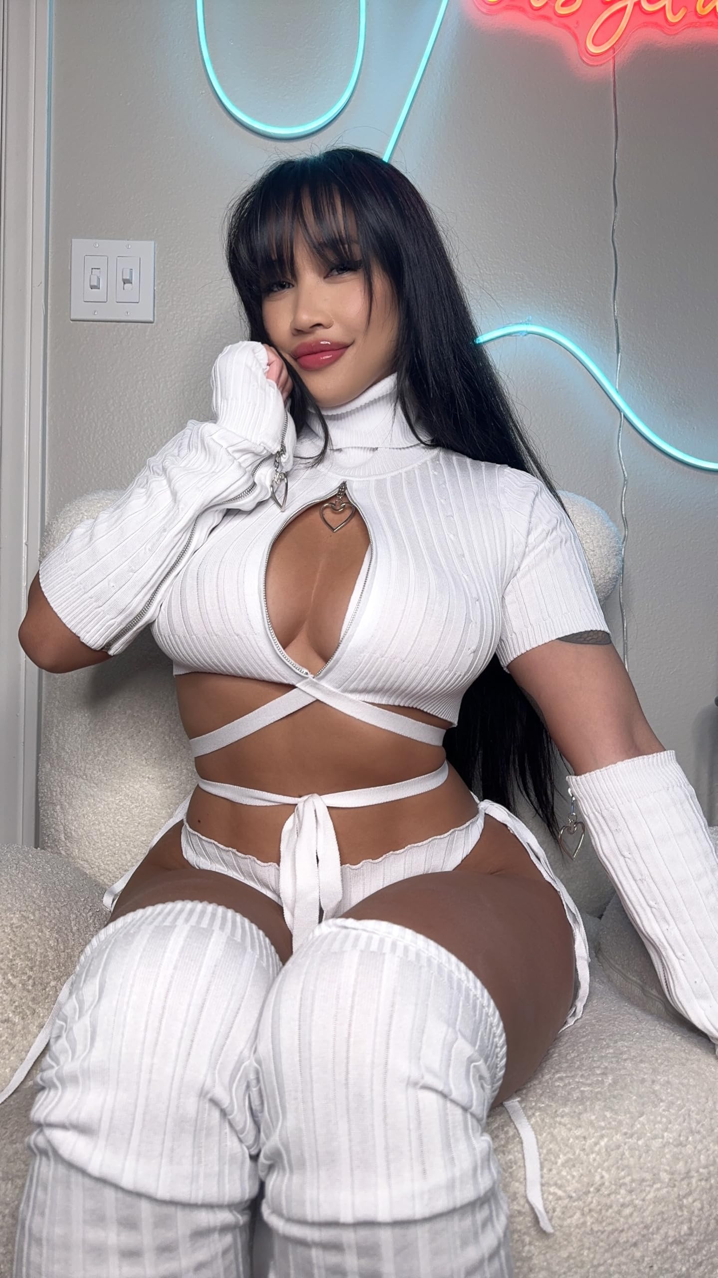 KORURACLUB Cozy Hearted Nurse costume（4-PIECE SET） Grey premium sweater cosplay lingerie Cozy Hearted Nurse succubus lingerie