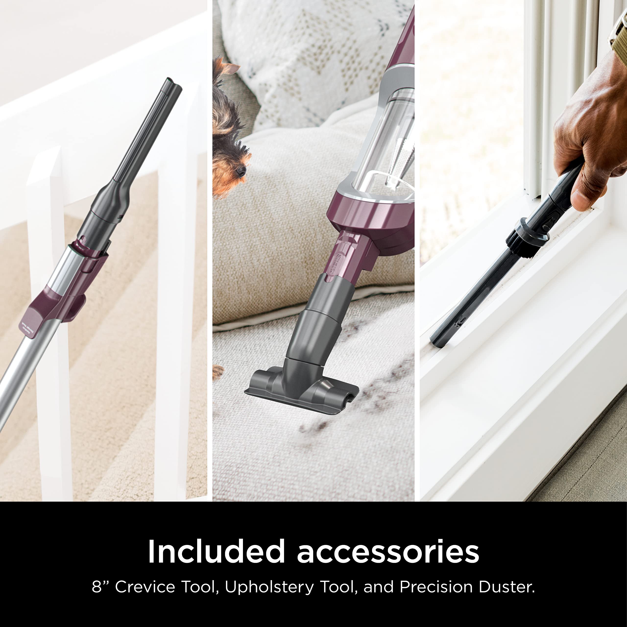 Shark HV371  DLX Corded Stick, Removable Hand Vacuum, Advanced Swivel Steering, XL Cup, Crevice Tool, Upholstery Tool & Anti-Allergen Dust Brush, Fuchsia, Capacity: PowerFins HairPro
