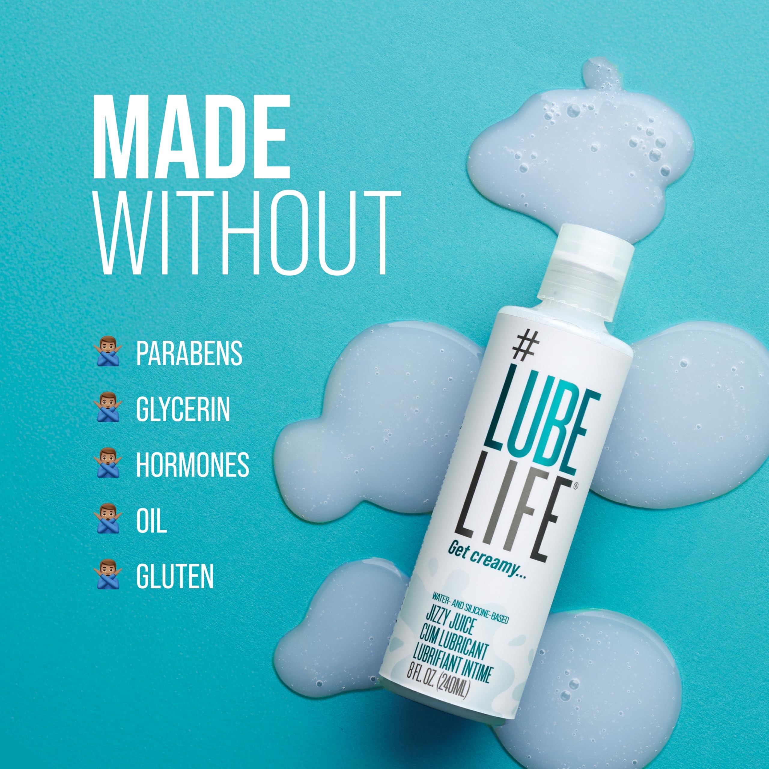 LubeLife  Cum Lube Thick, Creamy Lube for Men, Women & Couples – Realistic Look & Feel, Hybrid Formula, Hypoallergenic Personal Lubricant, 8 Fl Oz: Jizzy Juice