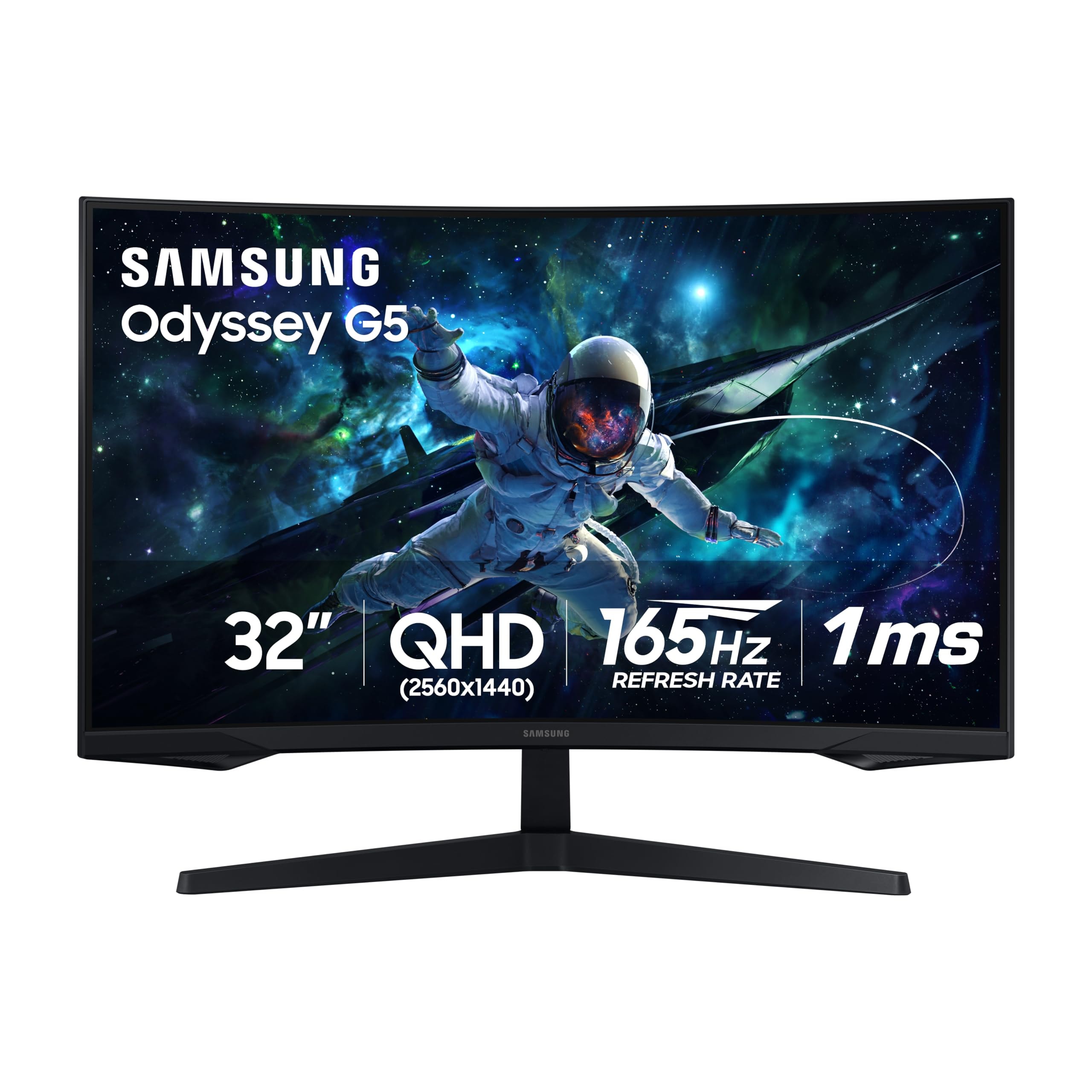 SAMSUNG 32” Odyssey G55C Series QHD 1000R Curved Gaming Monitor, 1ms(MPRT), HDR10, 165Hz, AMD Radeon FreeSync, Eye Care, Glare Free, Sharp Resolution LS32CG550ENXZA, 2024: 32-inch