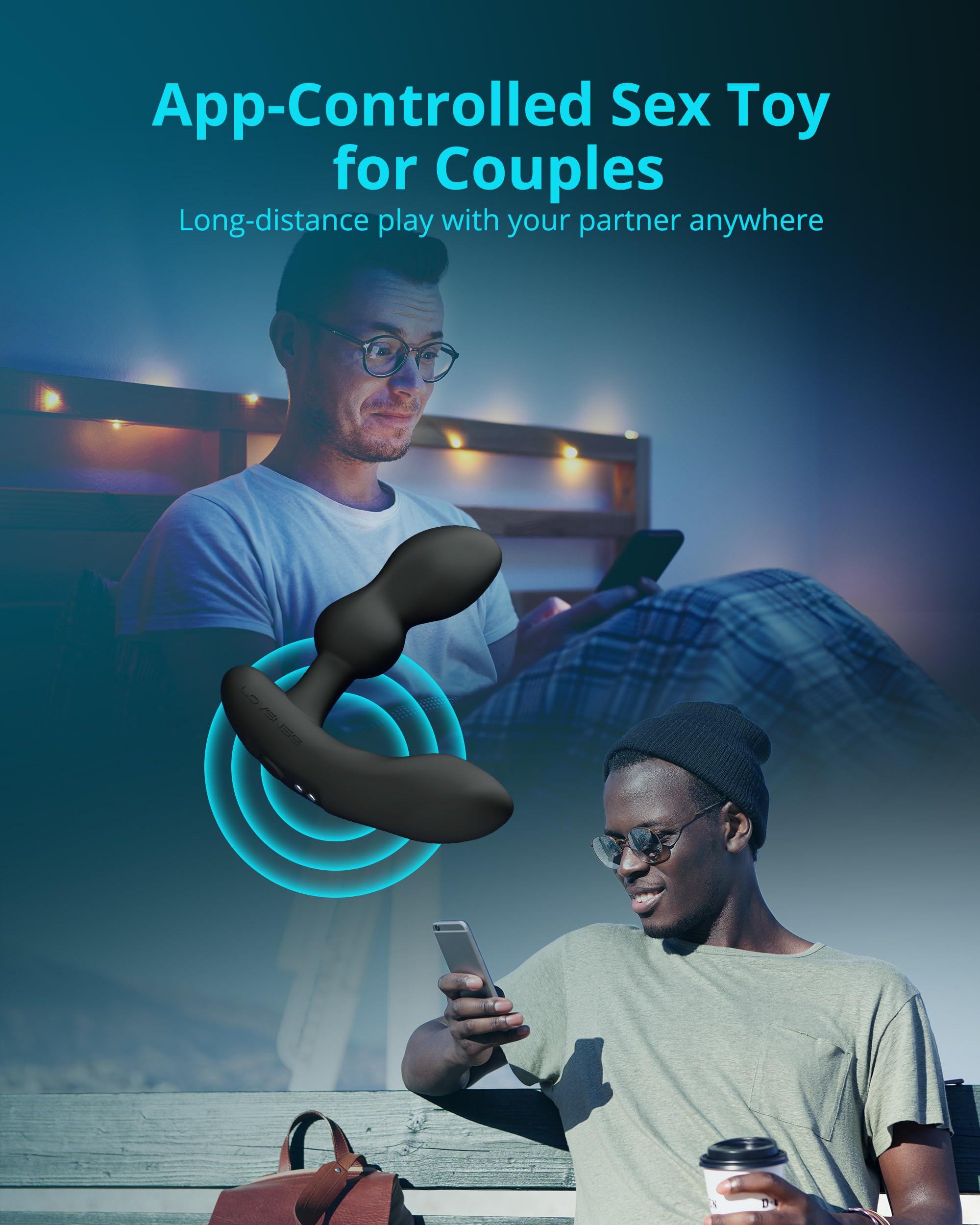 LOVENSE Edge 2 Prostate Massager Adjustable Vibrating Butt Plug, APP Remote Control Male Vibrator Anal Dildo Adult Sex Toys & Games for Beginner Advanced Player, Powerful Vibration, Waterproof