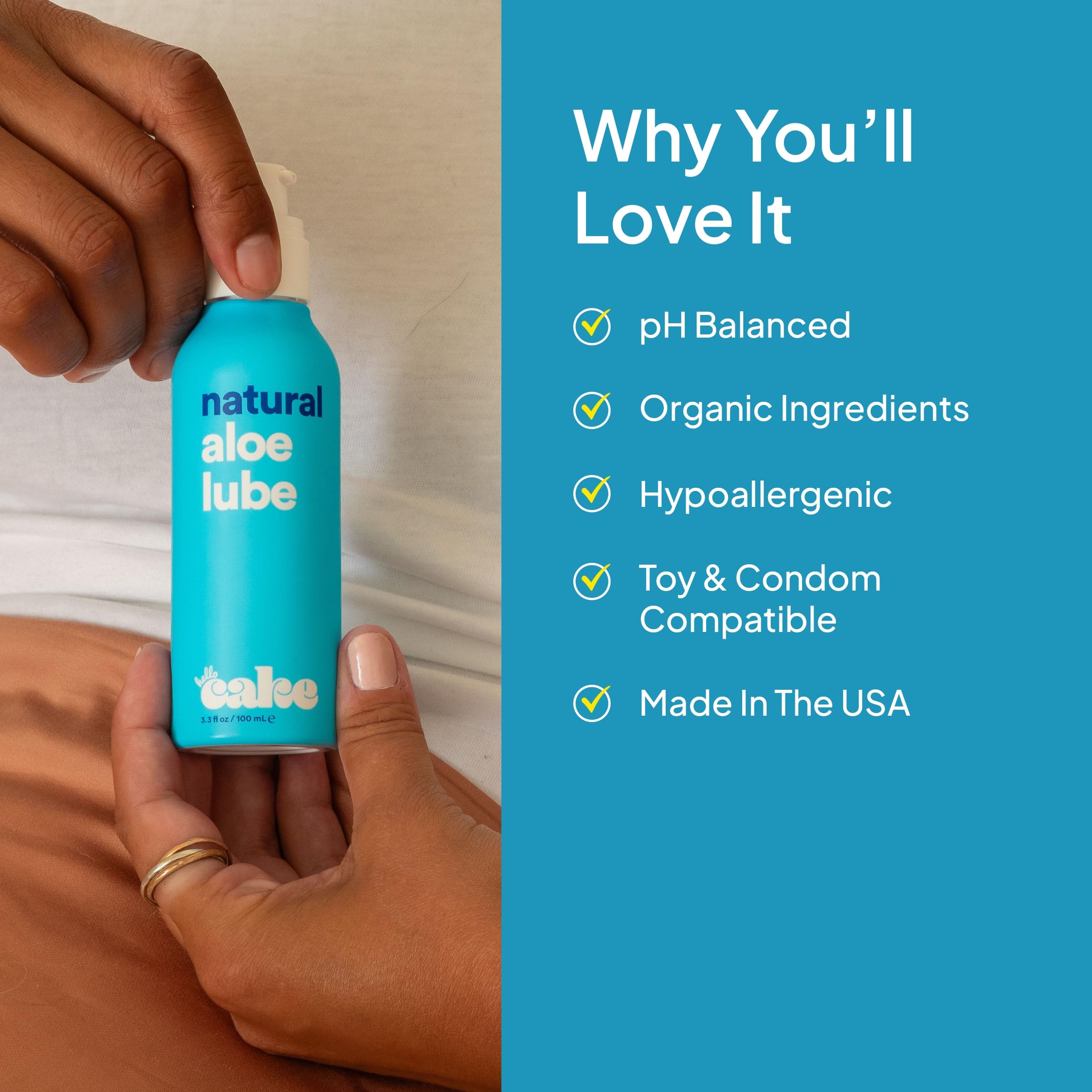 Hello Cake -Based Personal Lubricant - Hydrating, Long-Lasting, Non-Sticky, Ultra Slippery, Condom Compatible Lube for Men, Women, and Couples 3.3 fl oz - Image 4