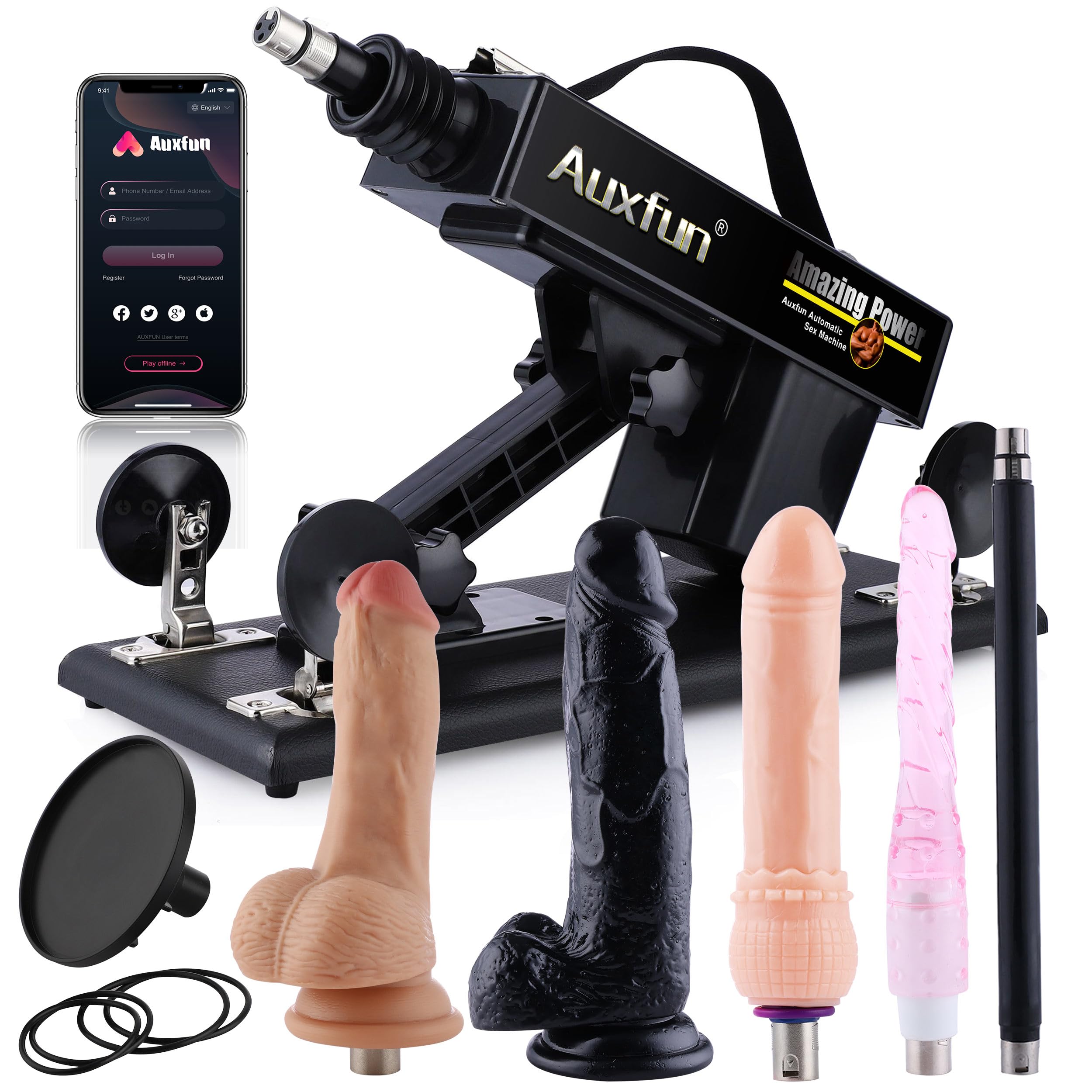 Sex Machine Fuck Machine with 3XLR Connector,Dildo Machine with Realistic Dildo, Love Machine Sex Toys 7 Attachments with Suction Cup Adapter Adult Toys for Women: App Controlled Sex Machine