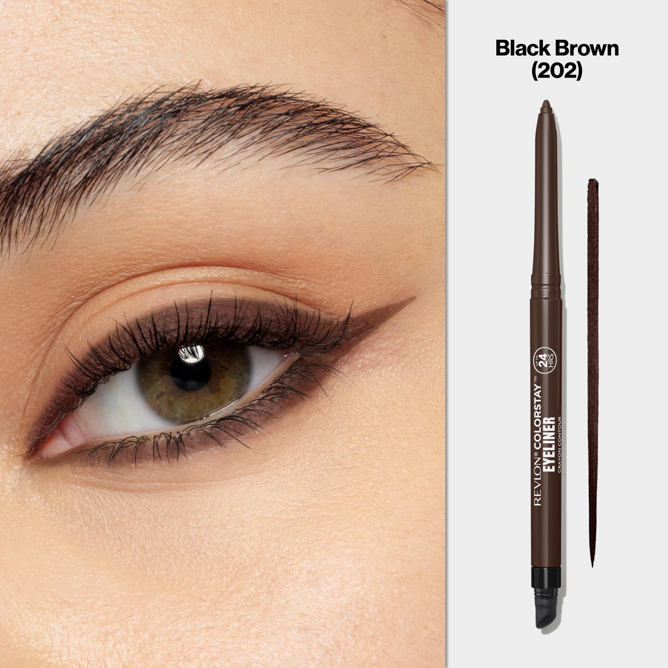 Revlon ColorStay Pencil Waterproof Eyeliner, Smudge-Proof, Eye Makeup with Built-In Sharpener, 201 Black, 0.01 oz