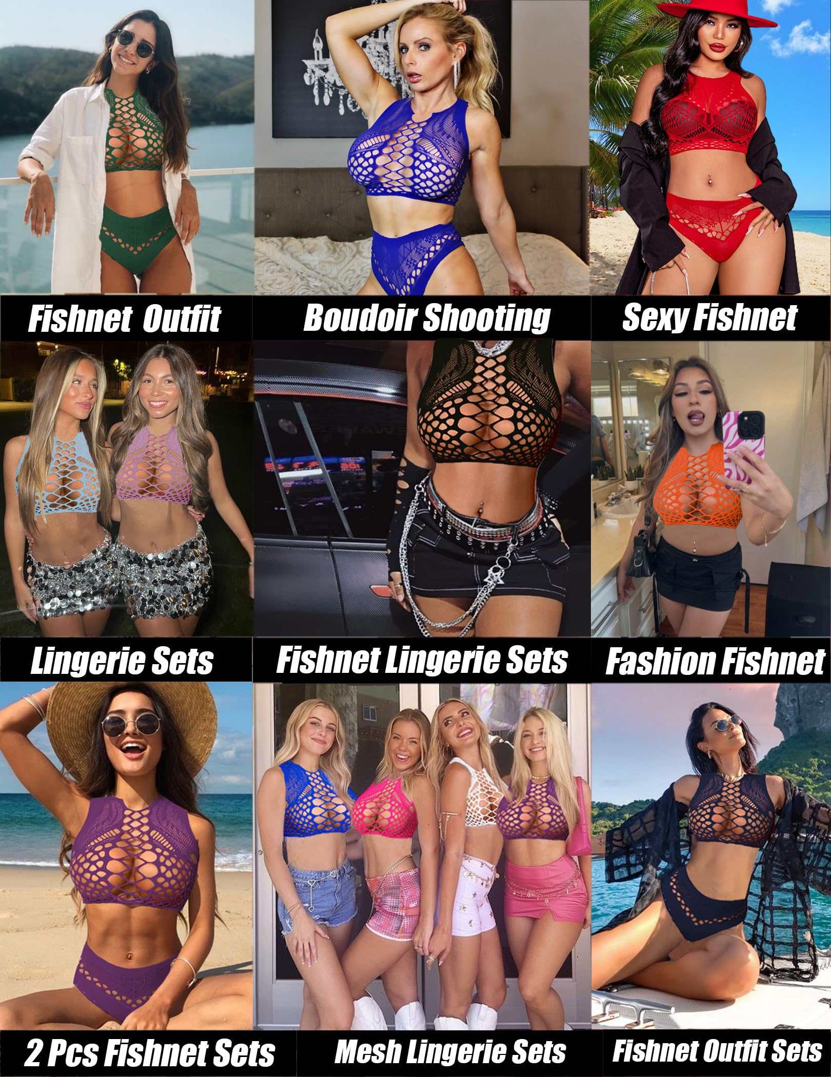 Avidlove Womens Fishnet Lingerie for Women Sexy Two Piece Lingerie Set Stripper Outfit: Blue Green