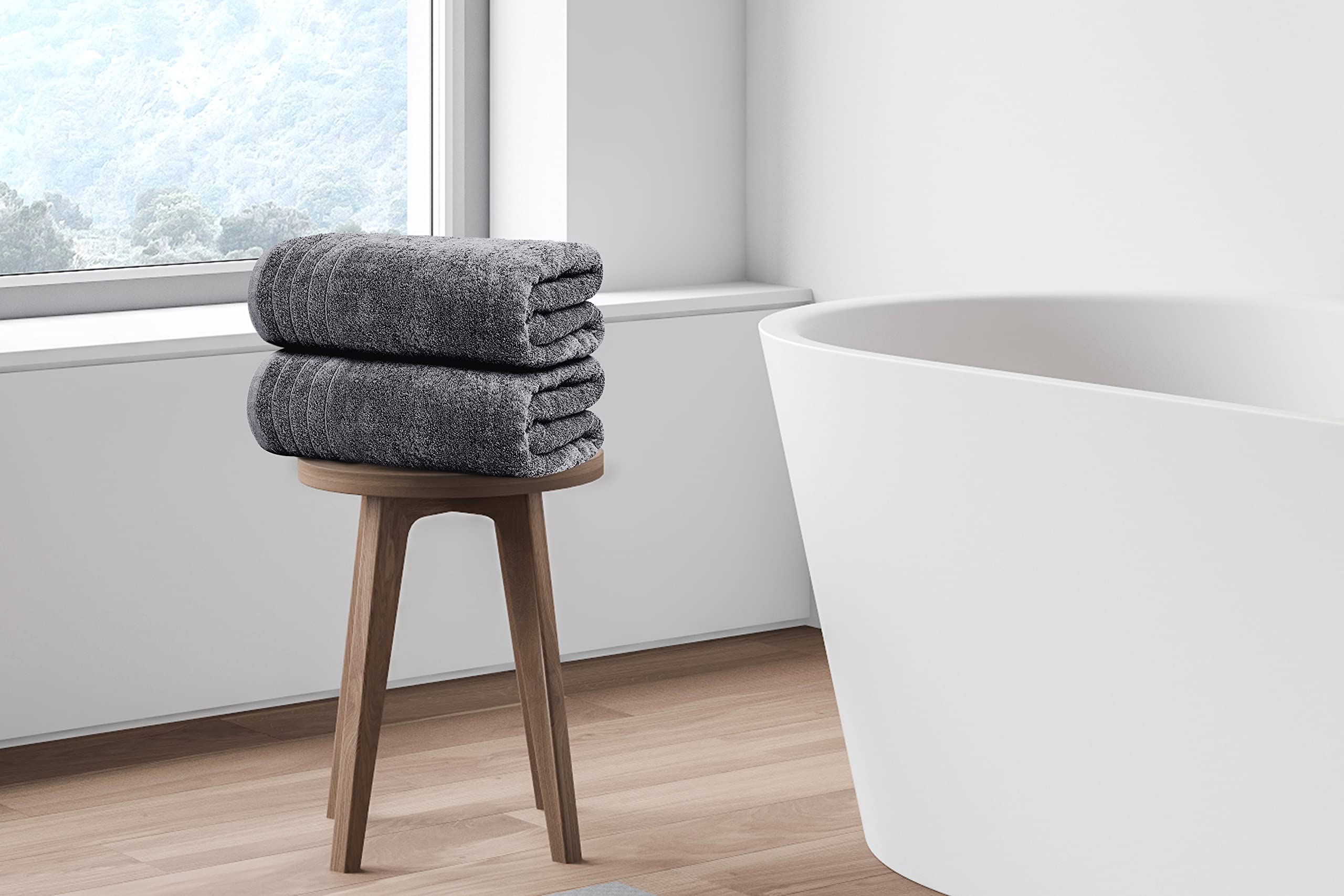 Tens Towels Pack of 4 Extra Large Bath Towels 30 x 60 Inches, 100% Cotton, Larger & Lighter Weight, Quicker to Dry, Super Soft and Absorbent, Perfect for Bathroom,: Dark Grey