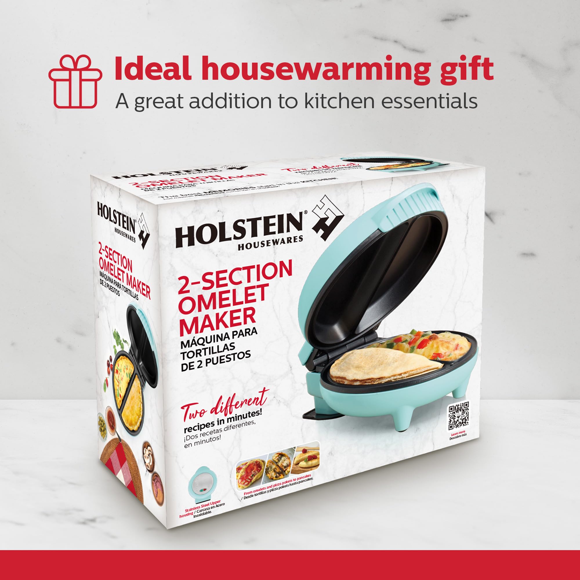 Holstein Housewares - Non-Stick Omelet & Frittata Maker, Yellow/Stainless Steel - Makes 2 Individual Portions Quick & Easy: 2 Section Mint