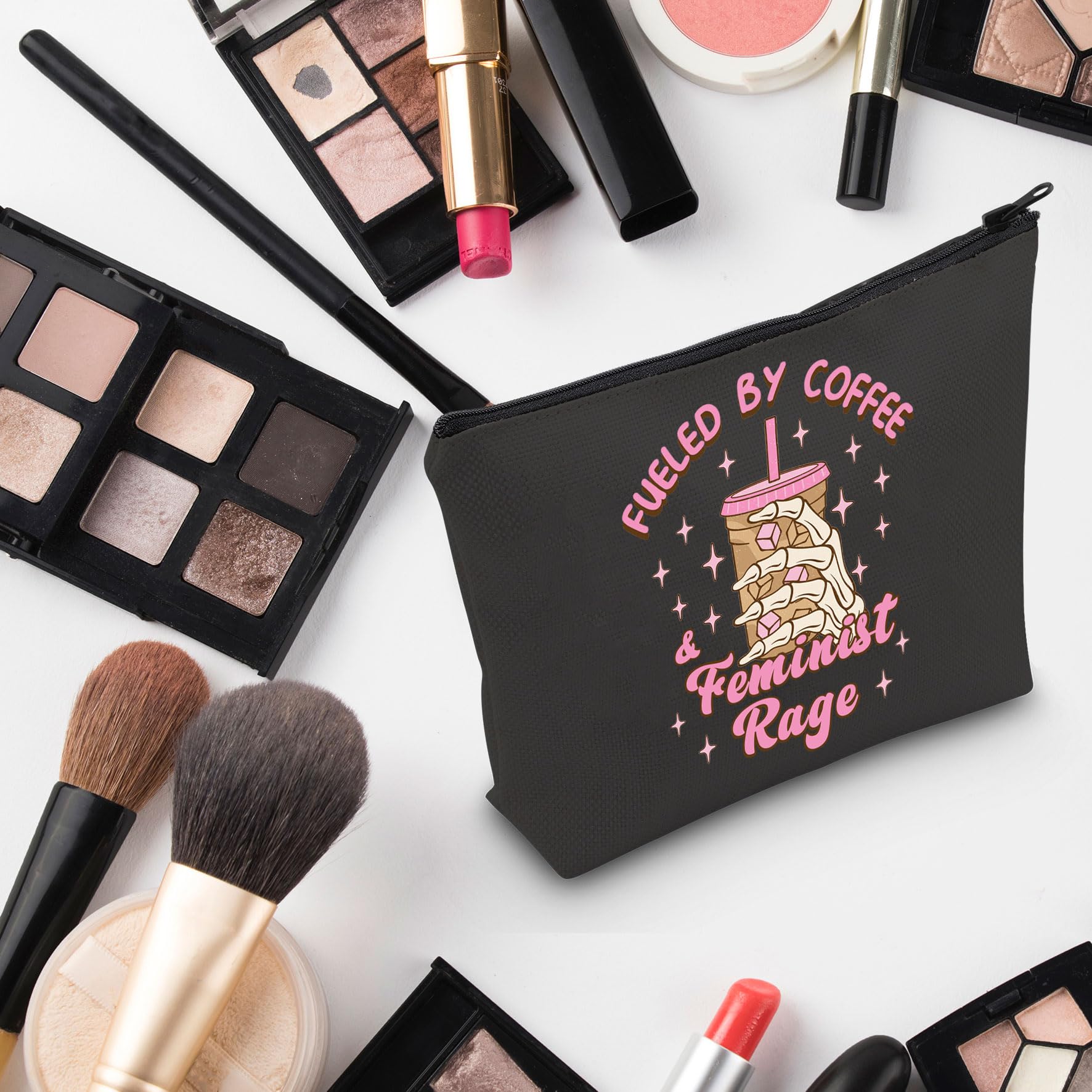G2TUP Feminist Gift Fueled By Coffee And Feminist Rage Makeup Bag Feminism Cosmetic Bag Smash The Patriarchy Merch () thumbnail 5