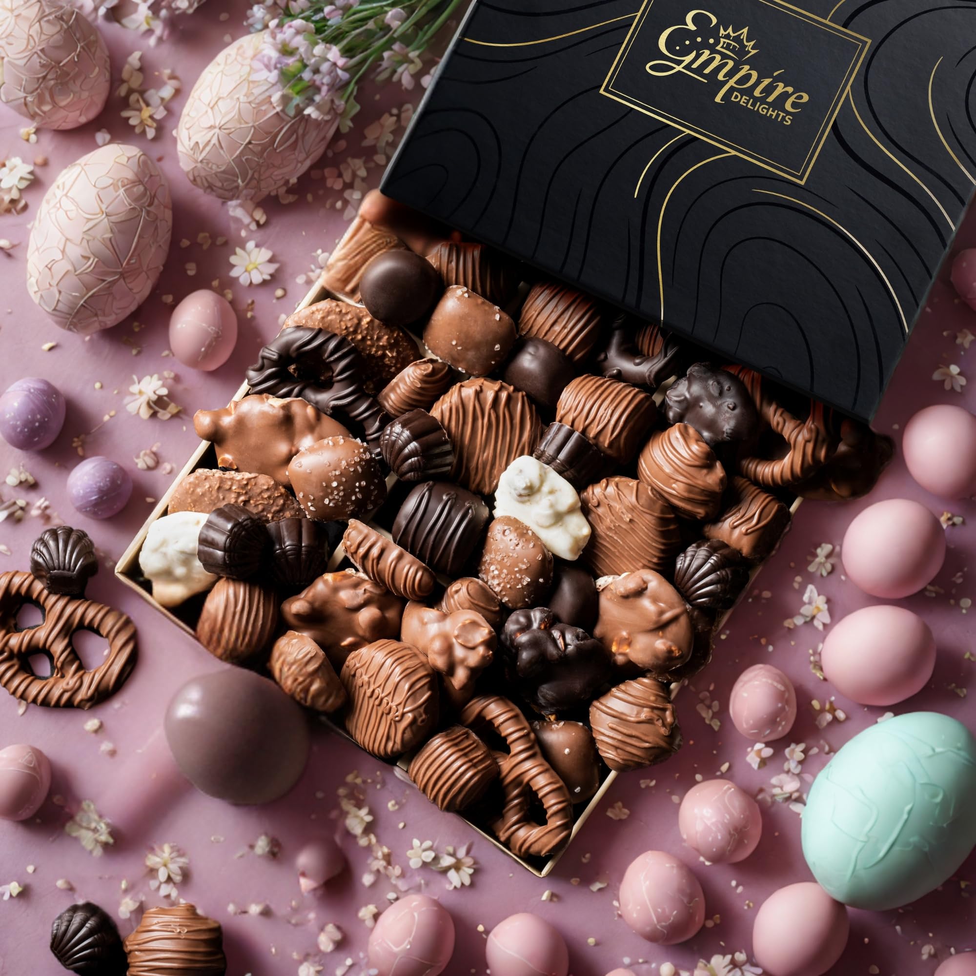 Chocolate Gift Box with Assorted Gourmet Chocolates - Food Gift Basket for Women and Men - Birthday, Thank You, Present idea for Him and Her: Twilight Indulgence