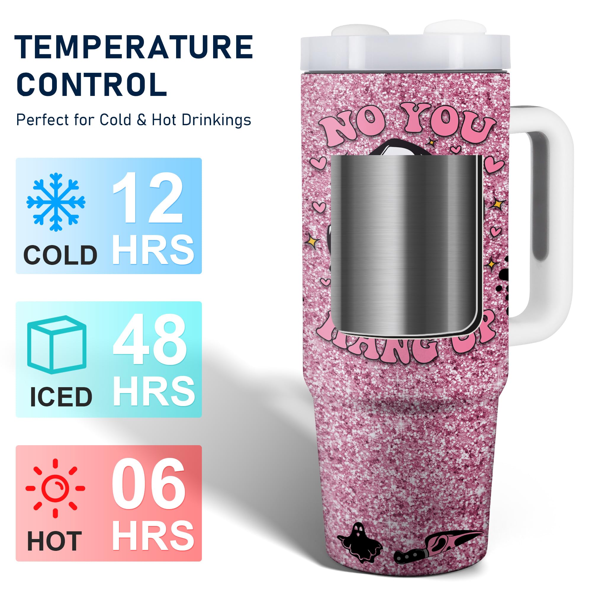 Equoza Horror Scary Face Halloween Ghostface Tumbler for Women Girls Spooky Vibes  Horror Scary Face Theme Decor Insulated Cup with Lid Vacuum Stainless Steel Coffee Mug Stemless Cup (Pack of 1): 30oz