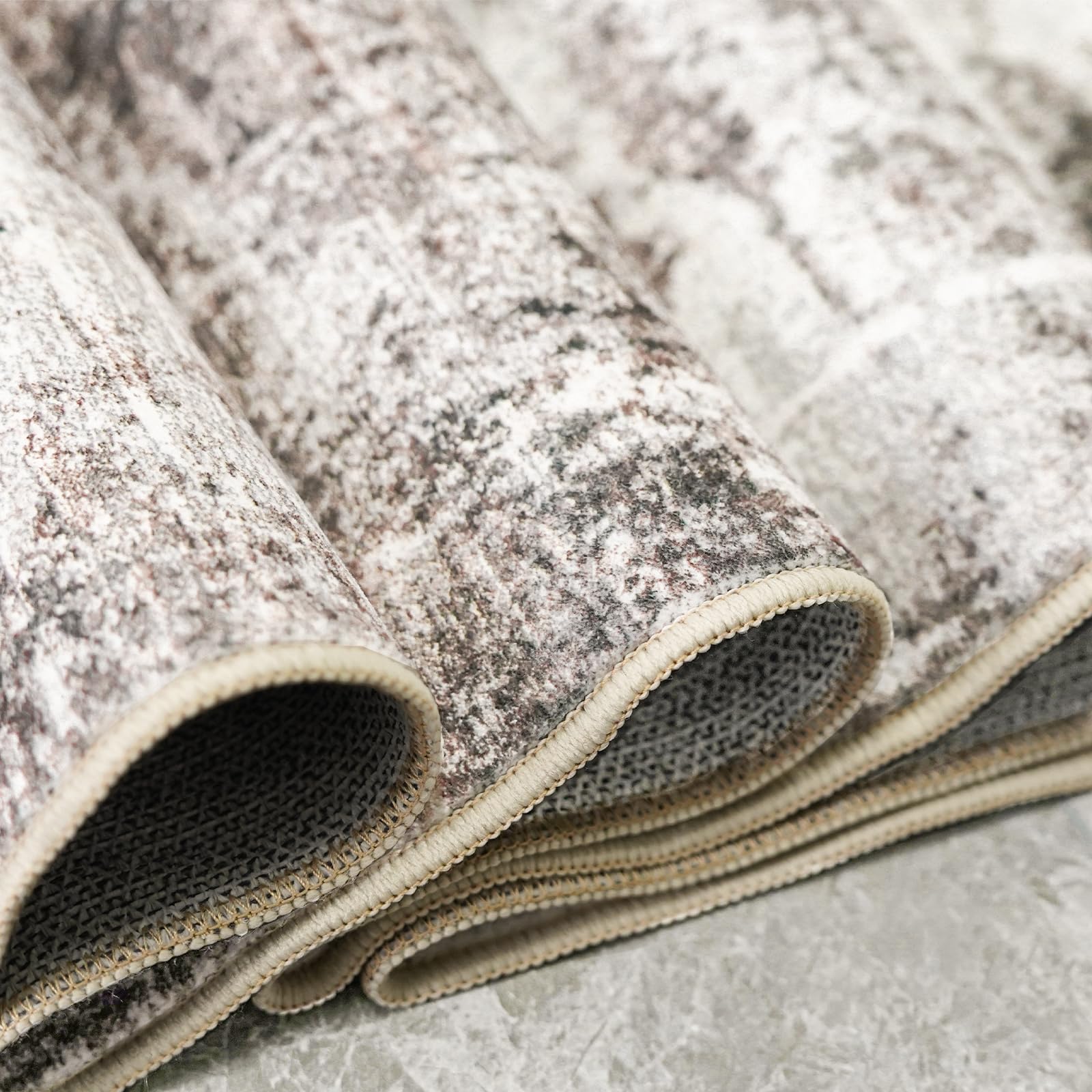 RUUGME 10X14 Abstract Area Rug:Large Washable Living Room Rug Indoor Non Slip Low Pile Carpet for Bedroom Soft Foldable Stain Resistant Distressed Thin Rug for Dining Room Kitchen 10X14 Brown Brown 10' x 14' (Rectangular): Brown 10&apos; x 14&apos; (Rectangular)
