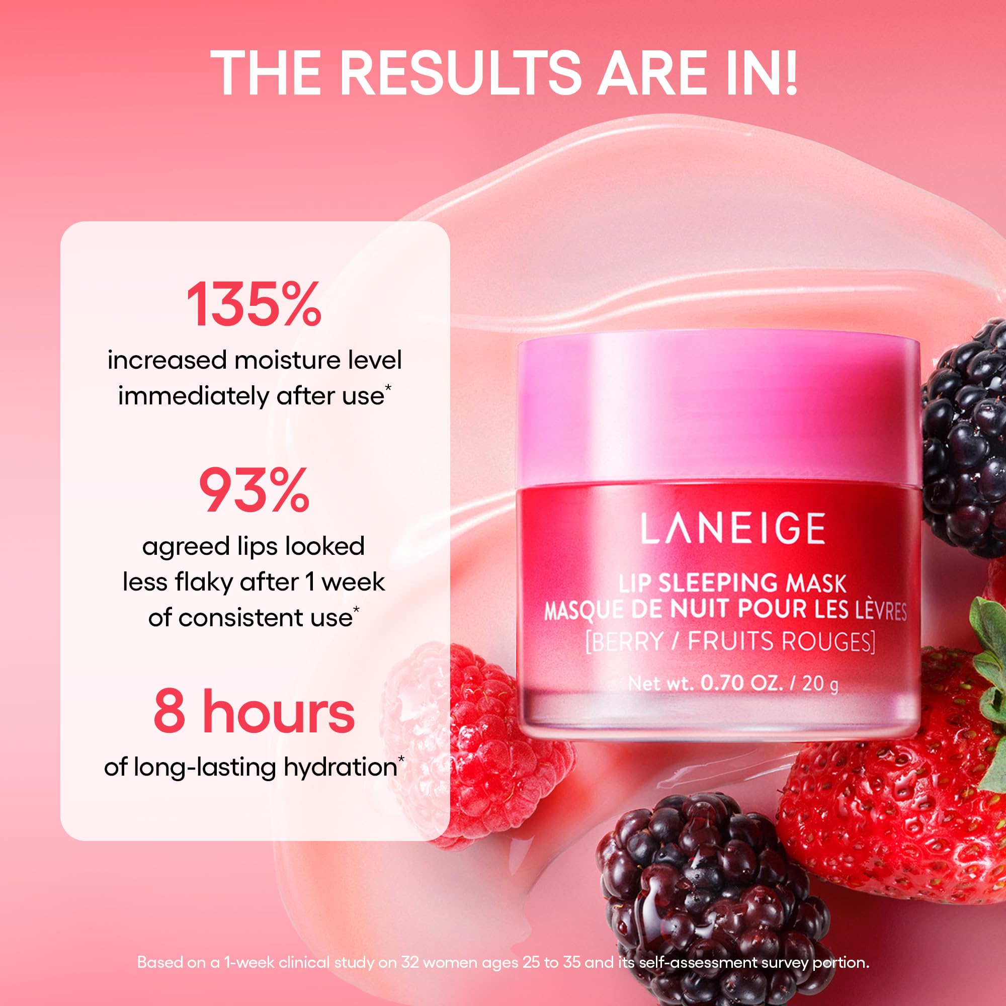 LANEIGE Lip Sleeping Mask: Nourishing Overnight Lip Treatment with Vitamin C, Shea & Murumuru Butter for Hydrating Dry, Flaky Lips: Berry