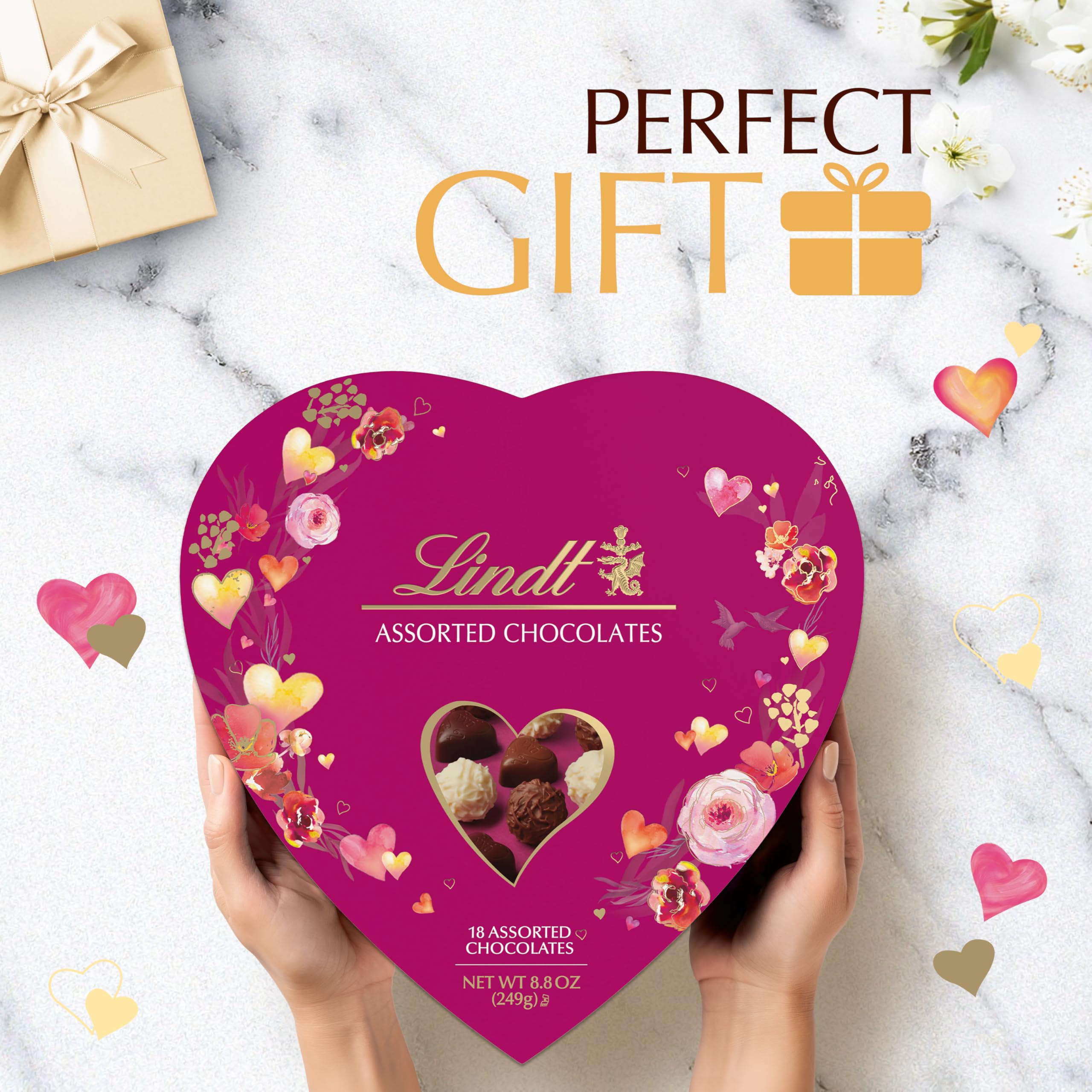 Lindt Valentine's Classic Heart Assorted Gourmet Chocolate Candy Truffles, 8.8 oz.