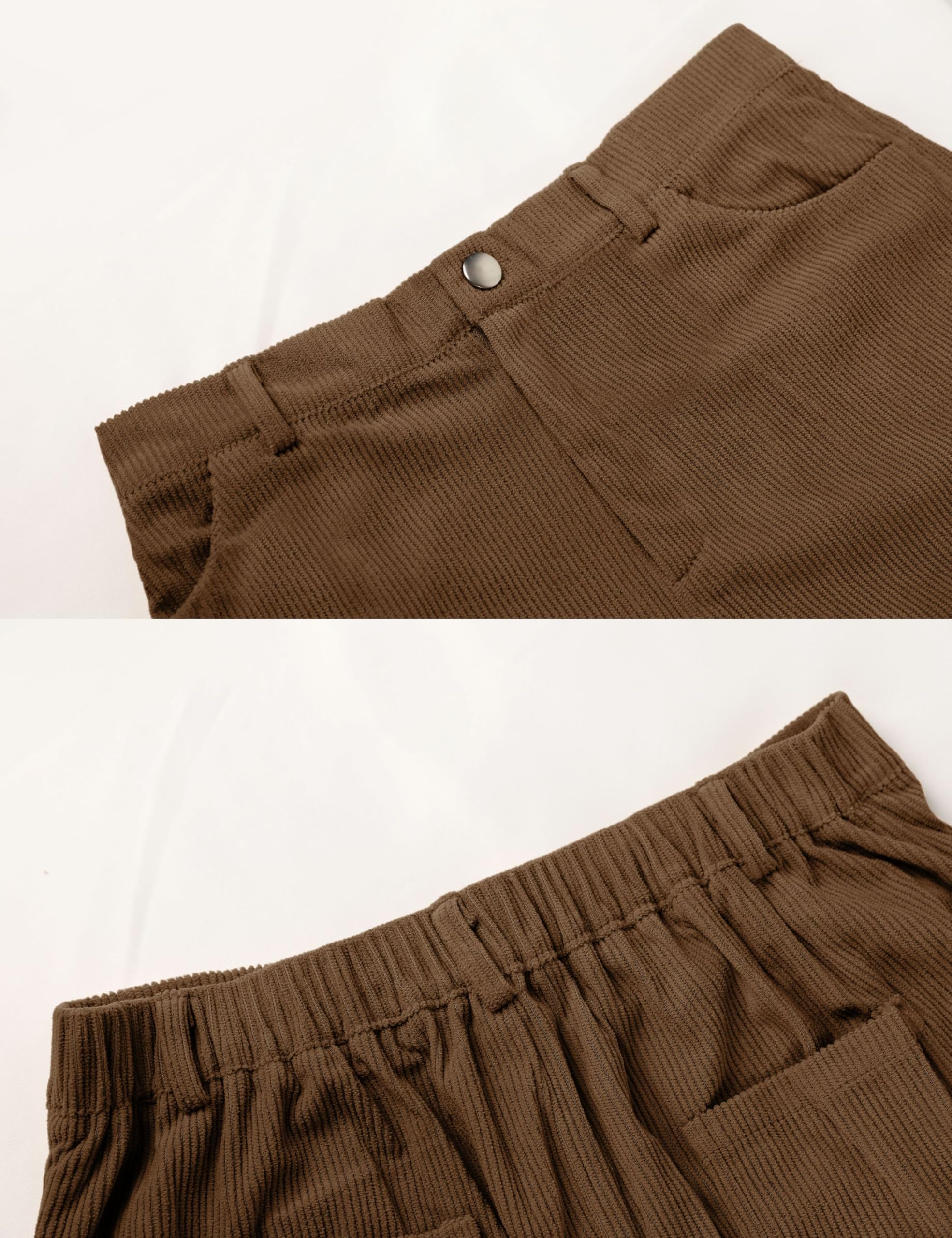 Himosyber Corduroy Pants for Women Casual Elastic High Waist Stretchy Wide Leg Pants Loose Fit Comfy Trousers with Pockets thumbnail 5