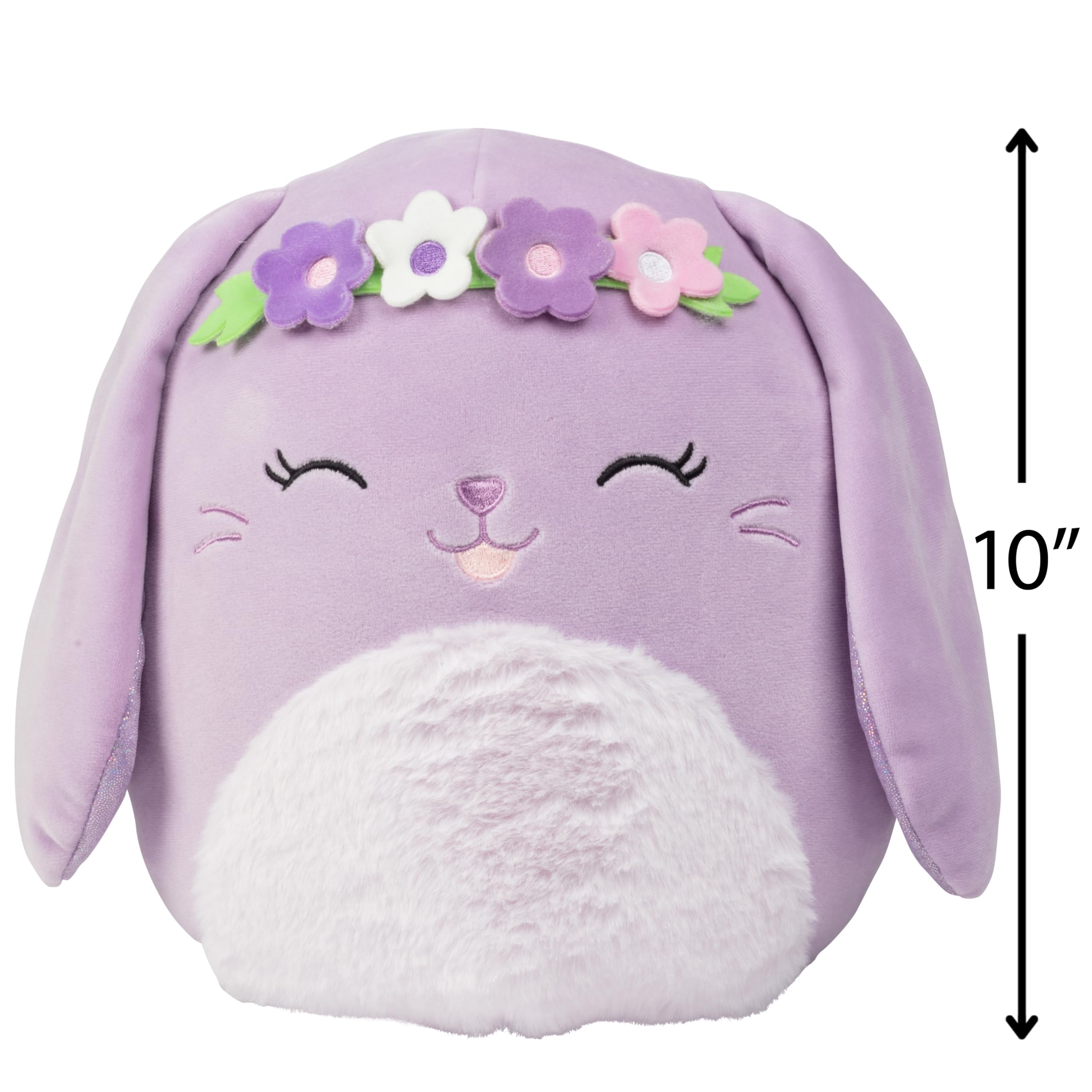 Squishmallows 10-Inch Bubbles The Purple Bunny with Flower Crown - Official Jazwares Plush - Collectible Soft & Squishy Stuffed Animal Toy - Add to Your Squad - Gift for Kids, Girls & Boys