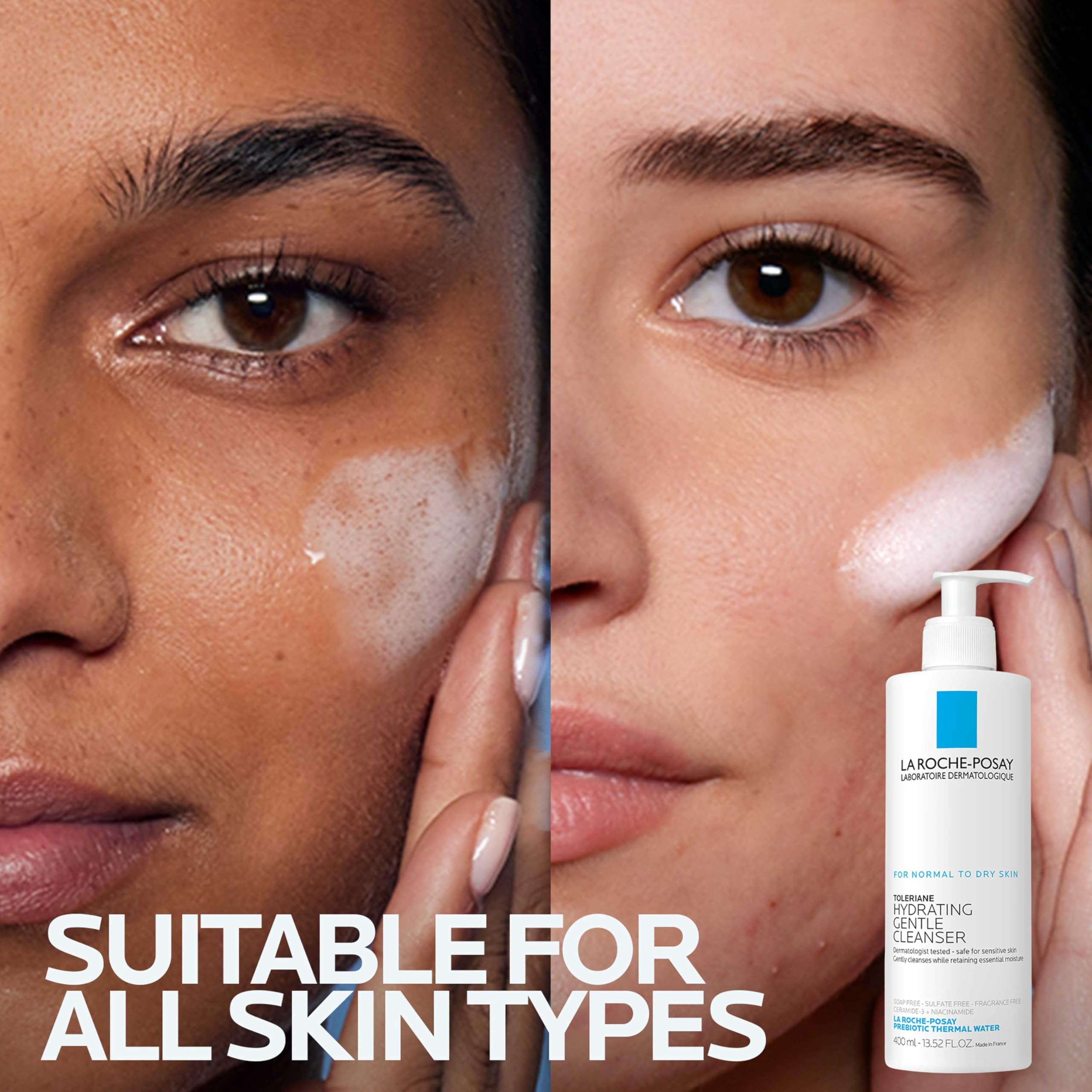 La Roche-Posay Toleriane Hydrating Gentle Face Cleanser, Hydrating Facial Cleanser With Niacinamide + Ceramides, Daily Face Wash For Dry Skin To Normal Skin, Sensitive Skin Tested, Fragrance Free: 13.52 Fl Oz (Bottle)